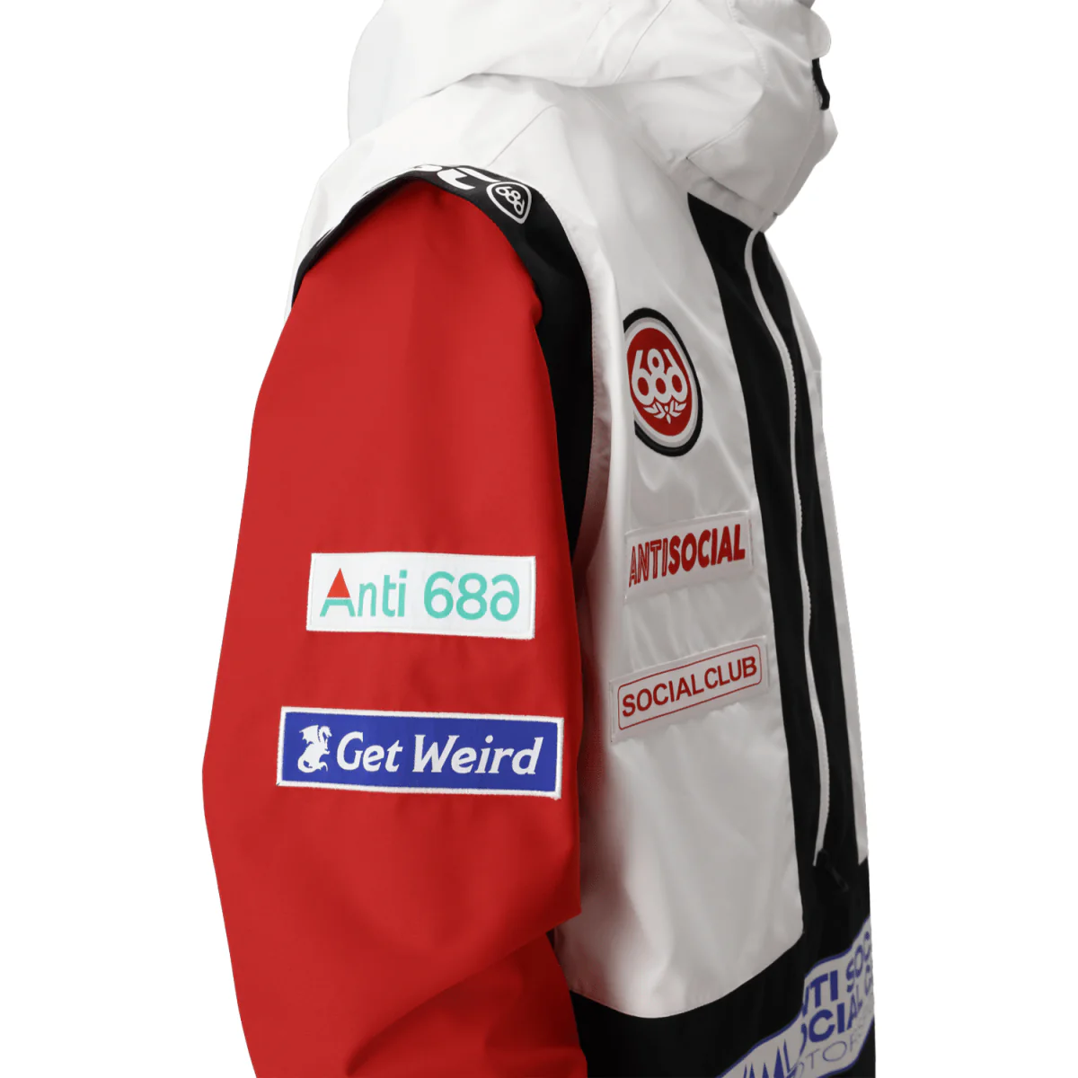 686 Anti Social Social Club Men's F1 Shell Anorak 2026 White Colorblock - Image 3