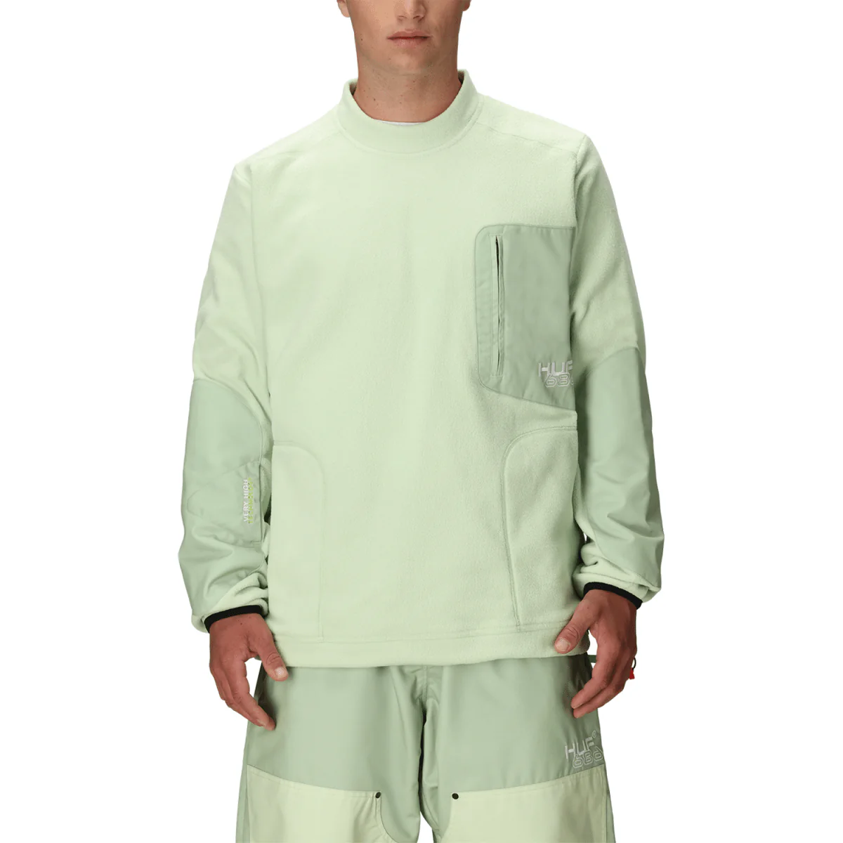 686 Huf  Men's Fleece Crewneck 2026 Green Colorblock - Image 2