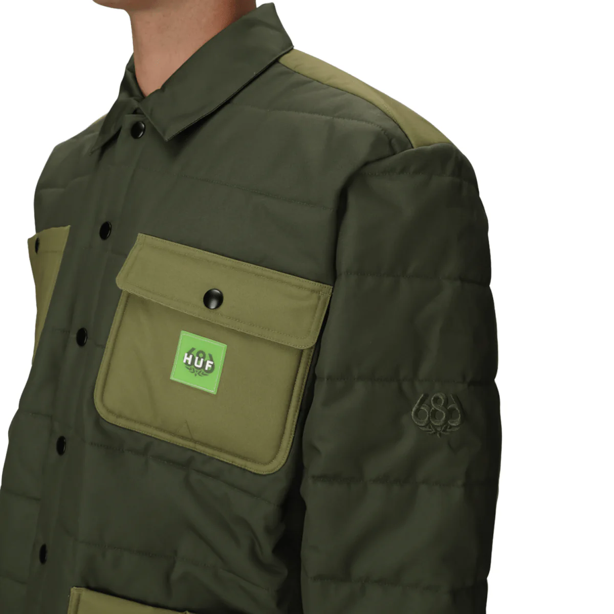 686 Huf Men's Puffer Insulated Jacket 2026 Green Colorblock - Image 4