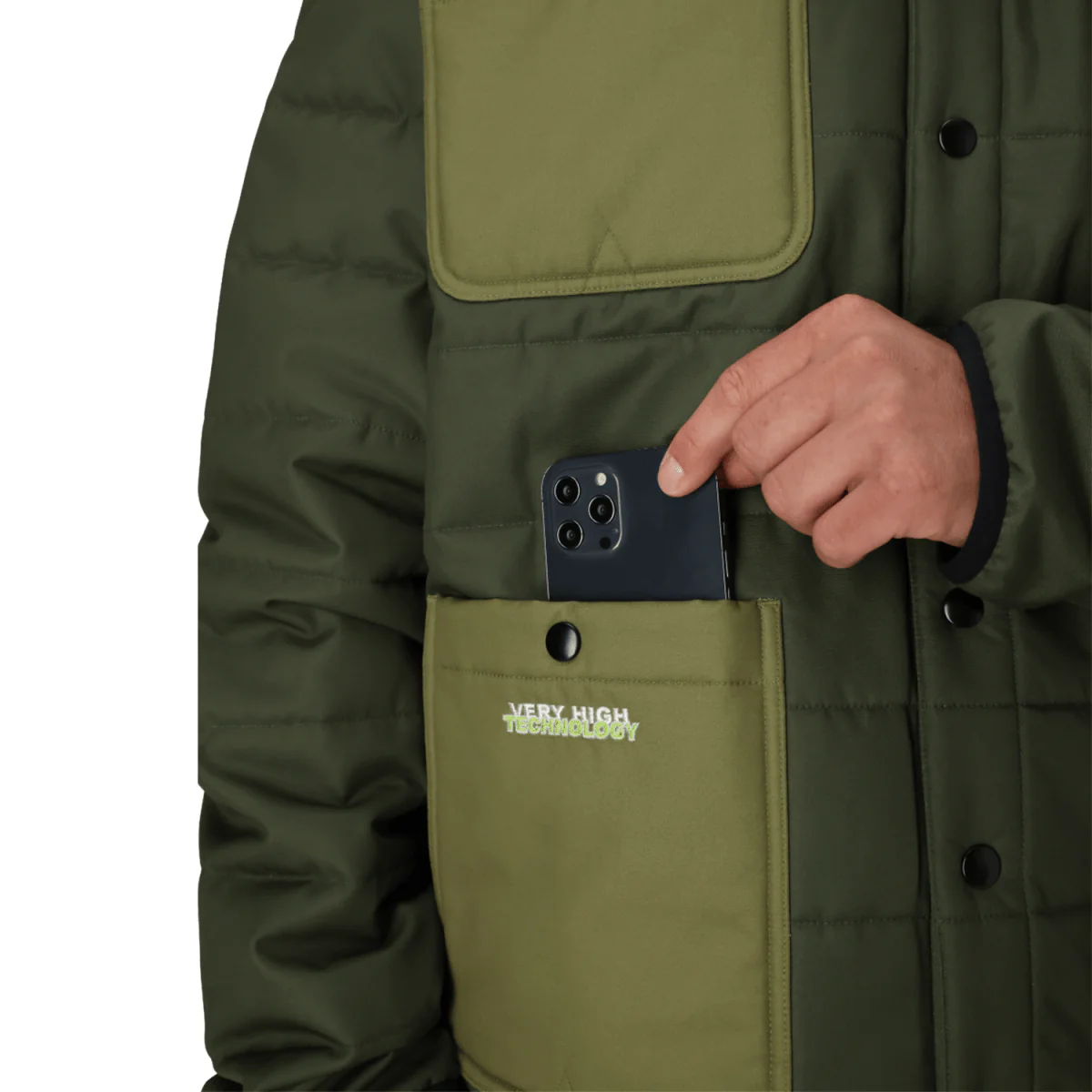 686 Huf Men's Puffer Insulated Jacket 2026 Green Colorblock - Image 5