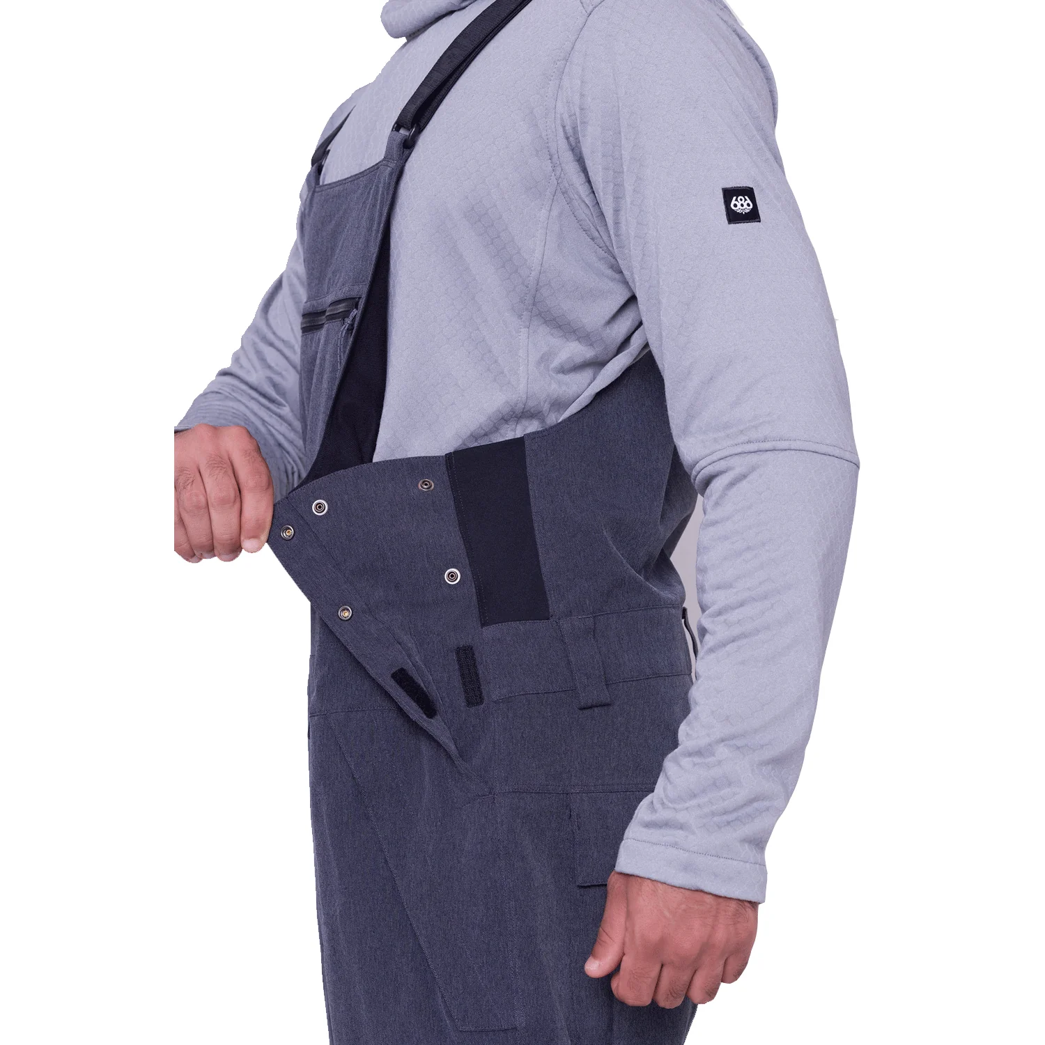 686 Men's Hot Lap Bib Pant 2024 Black Denim - Image 2