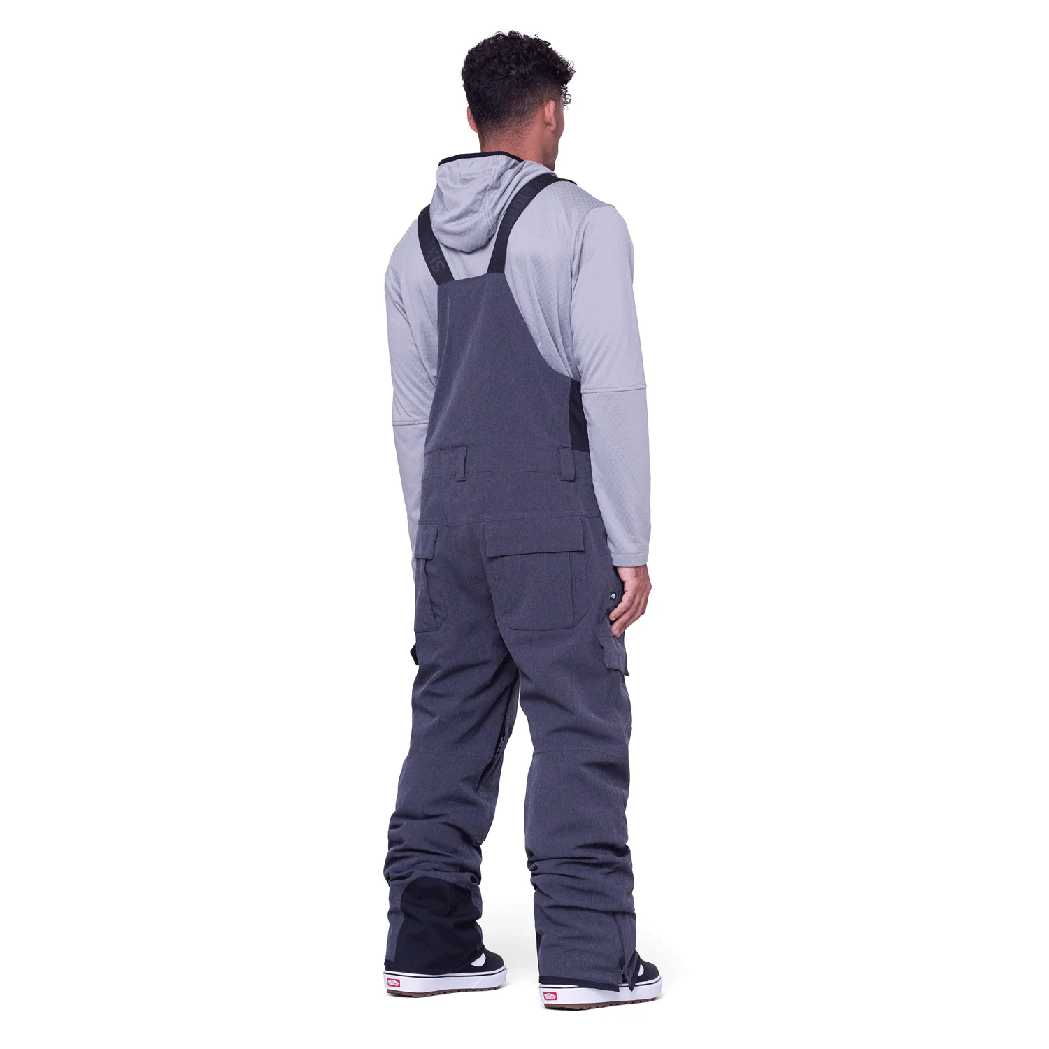 686 Men's Hot Lap Bib Pant 2024 Black Denim - Image 3