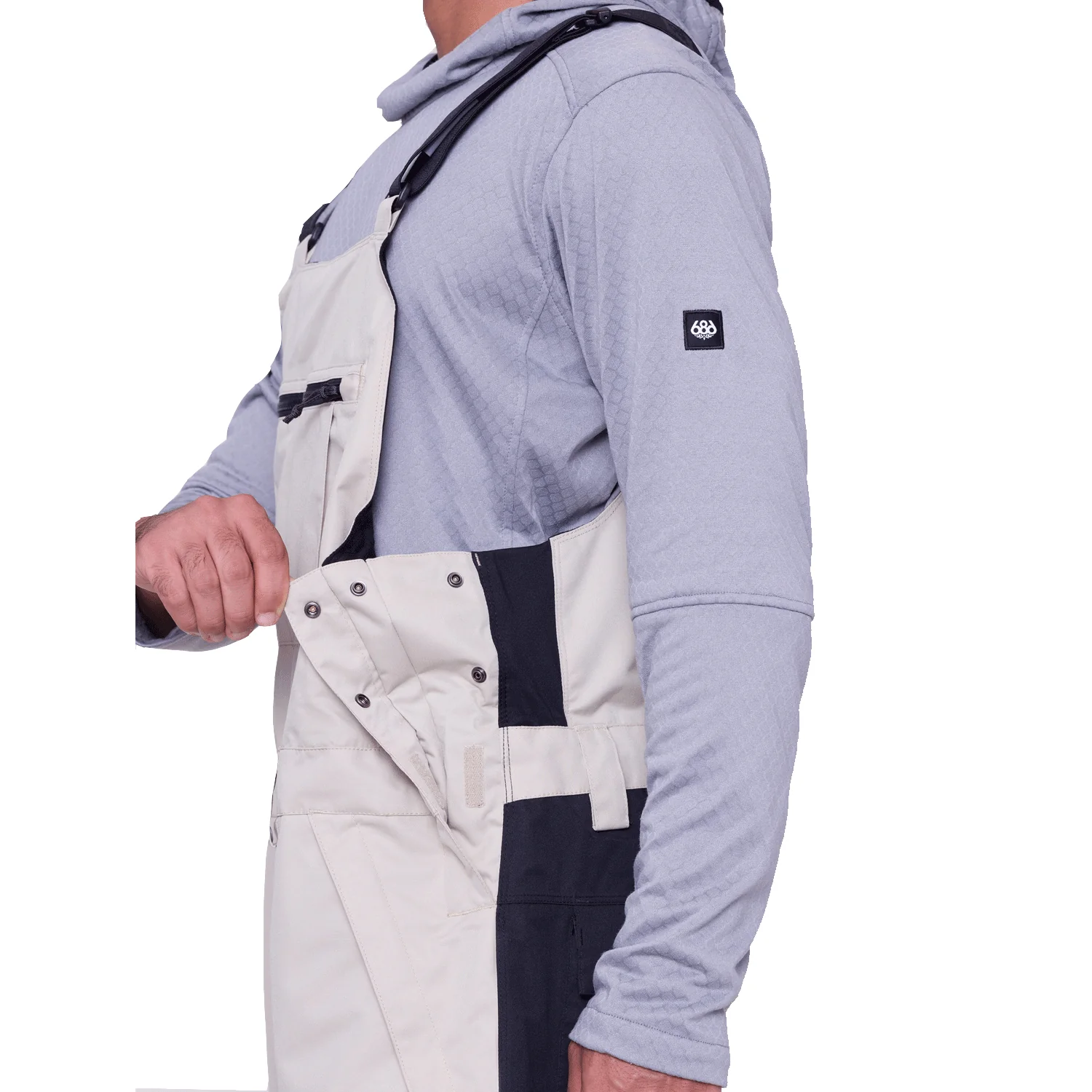 686 Men's Hot Lap Bib Pant 2024 Putty Colorblock - Image 2