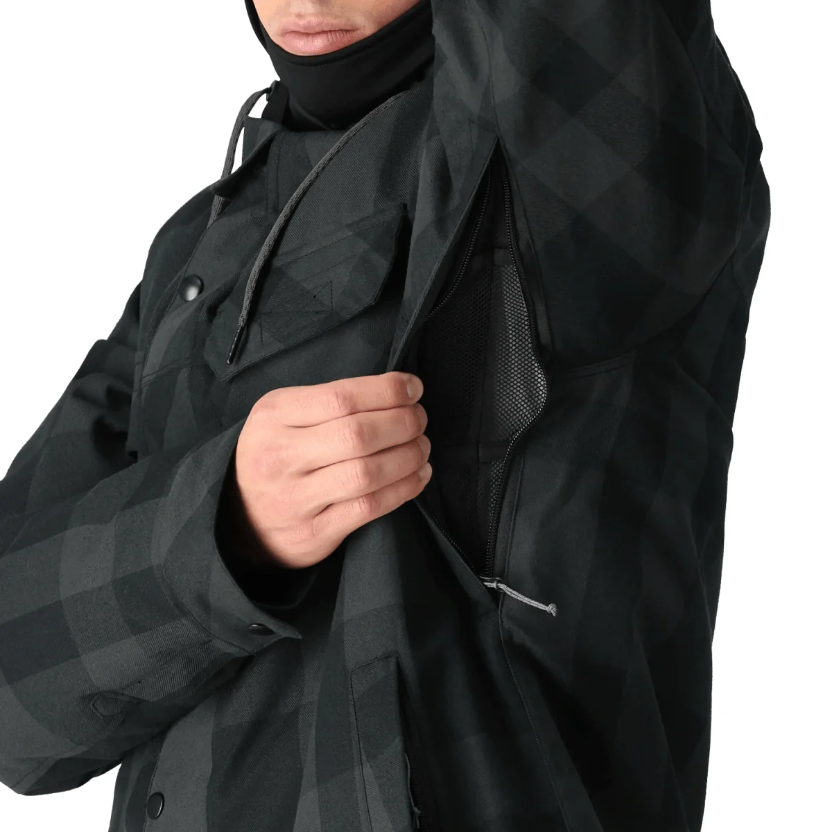 686 Men's Woodland Jacket 2025 Tonal Black Plaid - Image 3