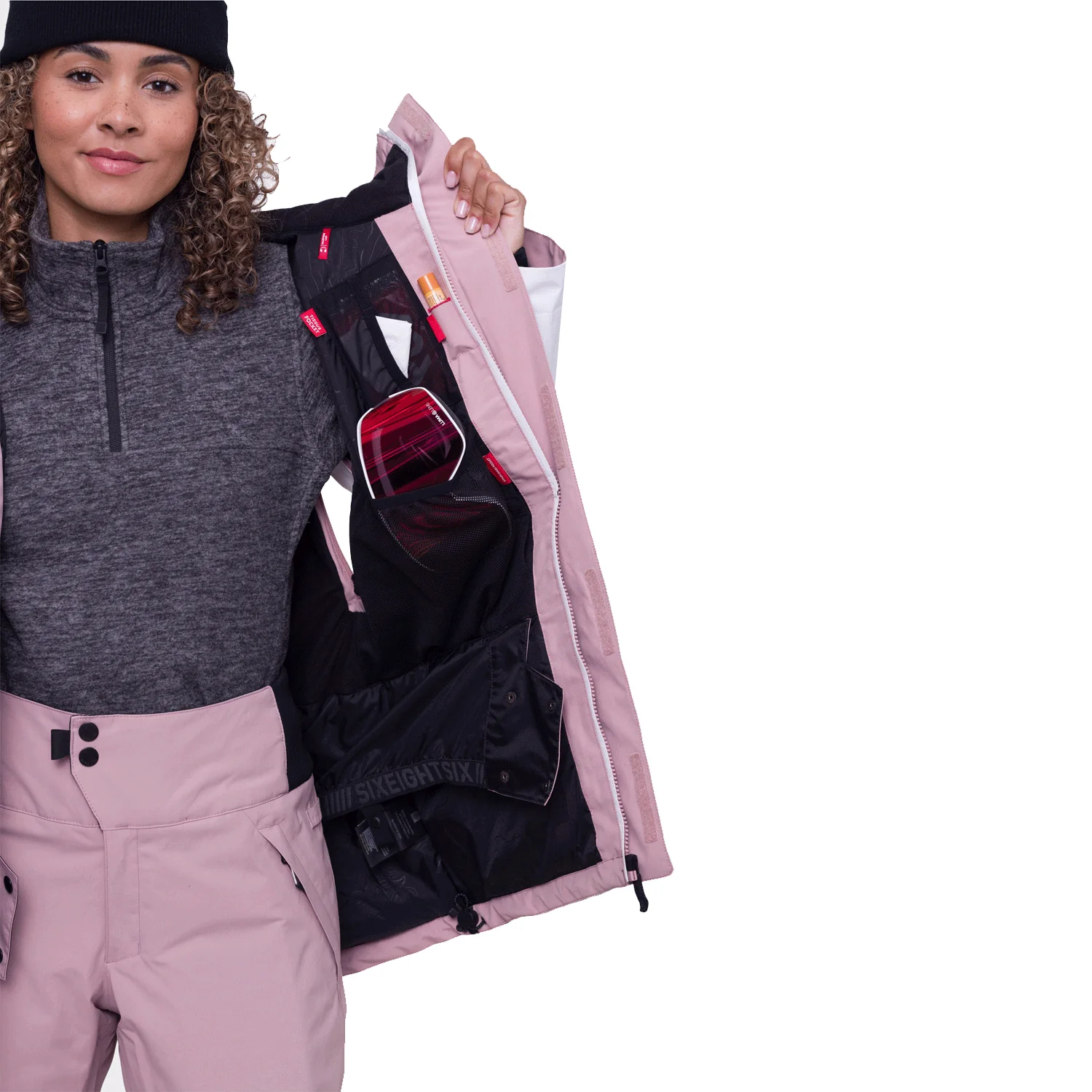 686 Women's Gore-tex Willow Jacket 2024 White Dusty Mauve Rhino Grey - Image 3
