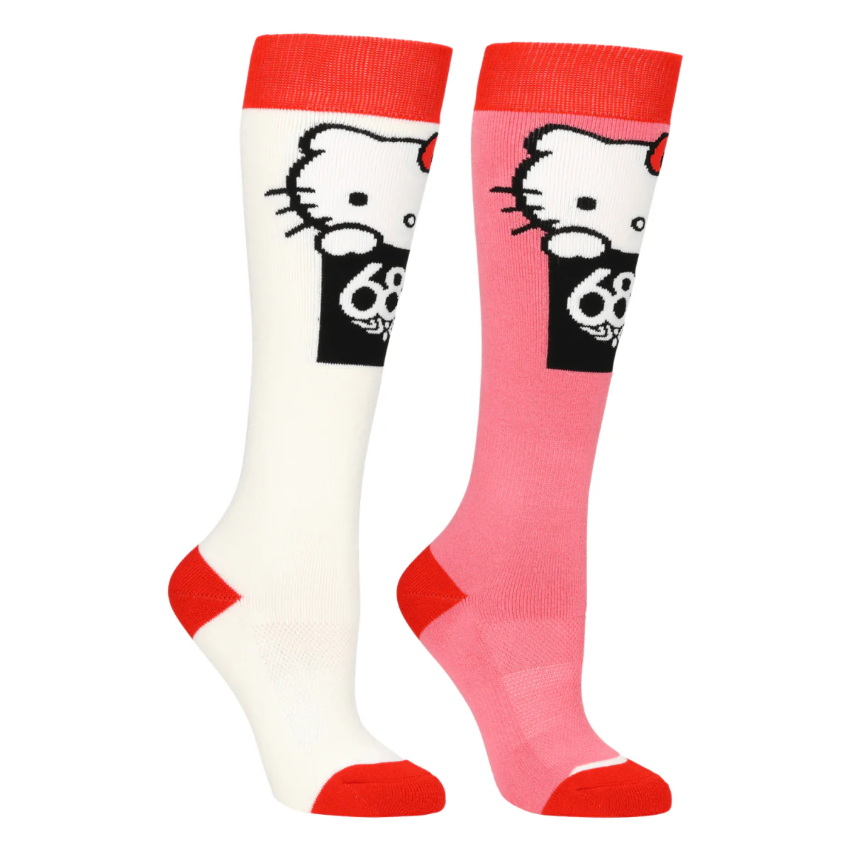 686 Women's Hello Kitty Sock 2-Pack White Geranium Pink