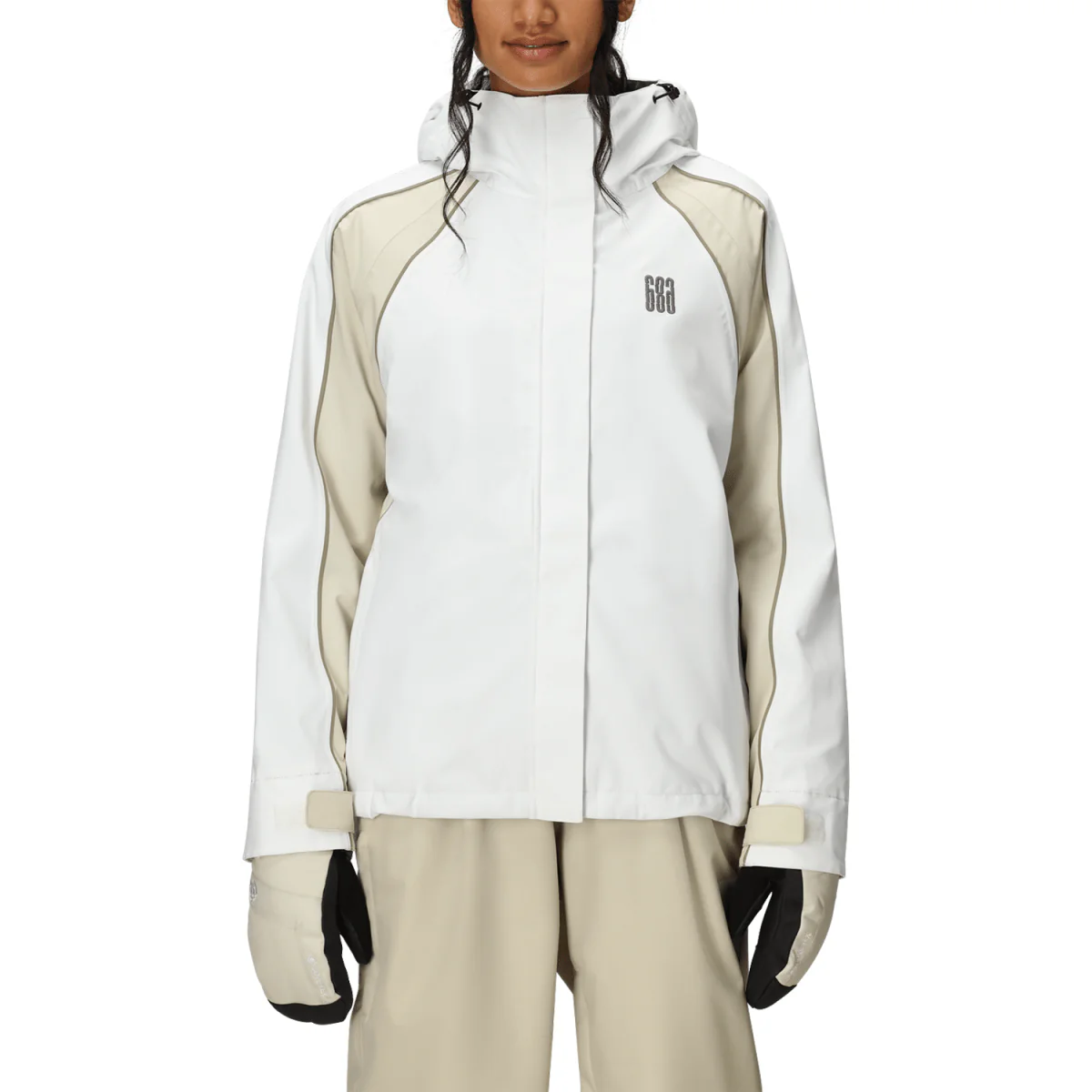 686 Women's Hologram Shell Jacket 2026 White Colorblock - Image 2