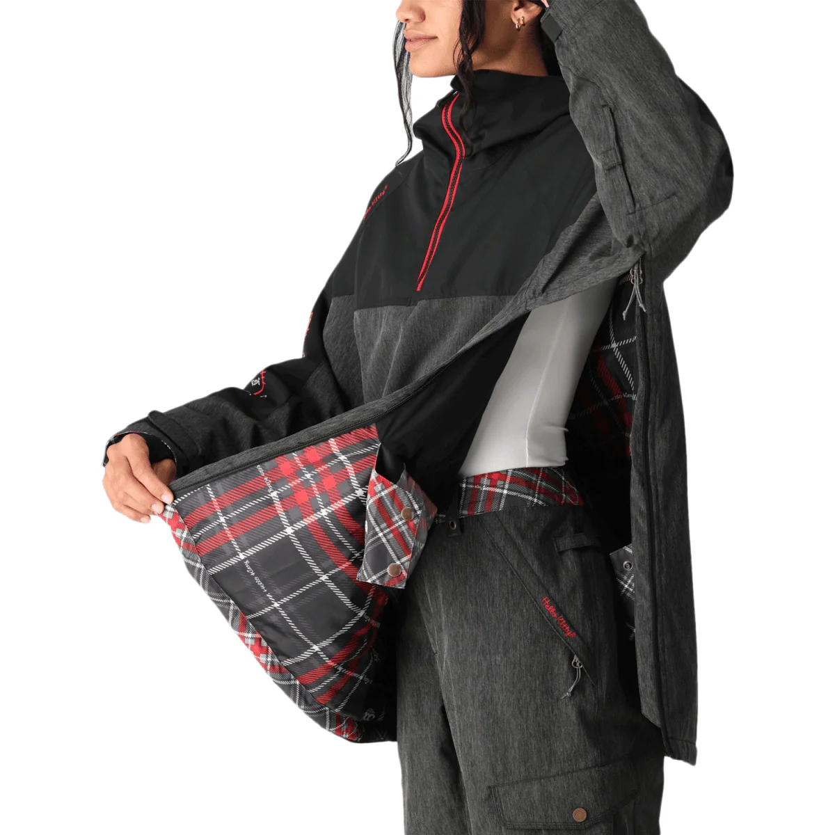 686 Women's Upton Anorak 2025 Hello Kitty Black Denim - Image 3