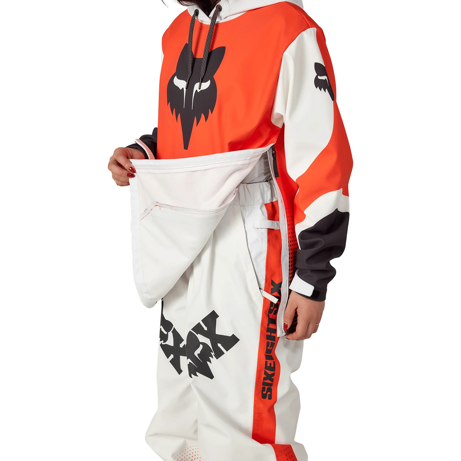 686 x Fox Women's 97 Waterproof Hoody 2026 Fox Flare Colourblock - Image 3