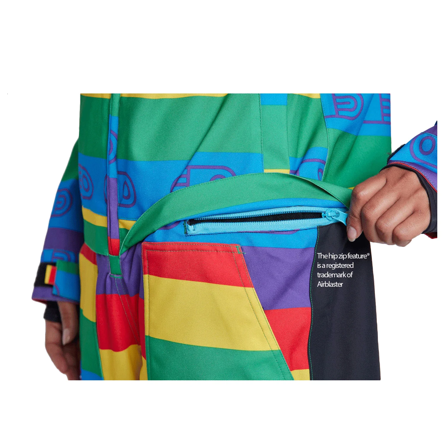 Airblaster Women's Stretch Freedom One Piece Suit 2024 Rainbow Stripe - Image 4