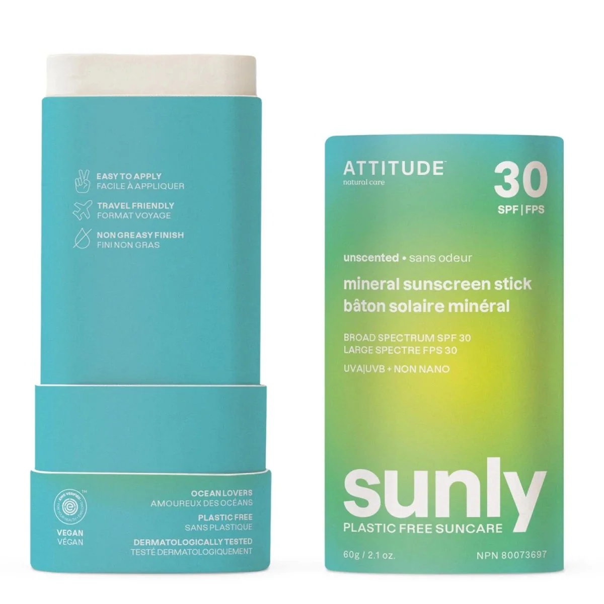 Attitude Sunly Mineral SPF30 Body Sunscreen Stick - Unscented - Image 2