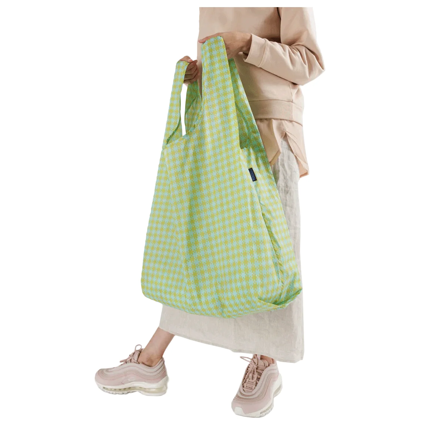 Baggu Big Baggu Packable Bag Mint Pixel Gingham - Image 2