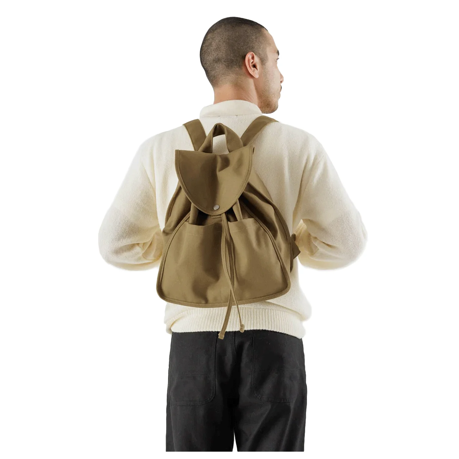 Baggu Drawstring Backpack Dark Khaki - Image 2