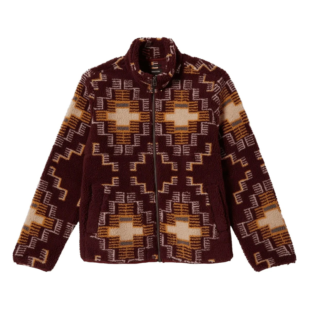 Brixton Men's Arctic Fleece Mock Neck Jacket Light Cabernet - Image 2