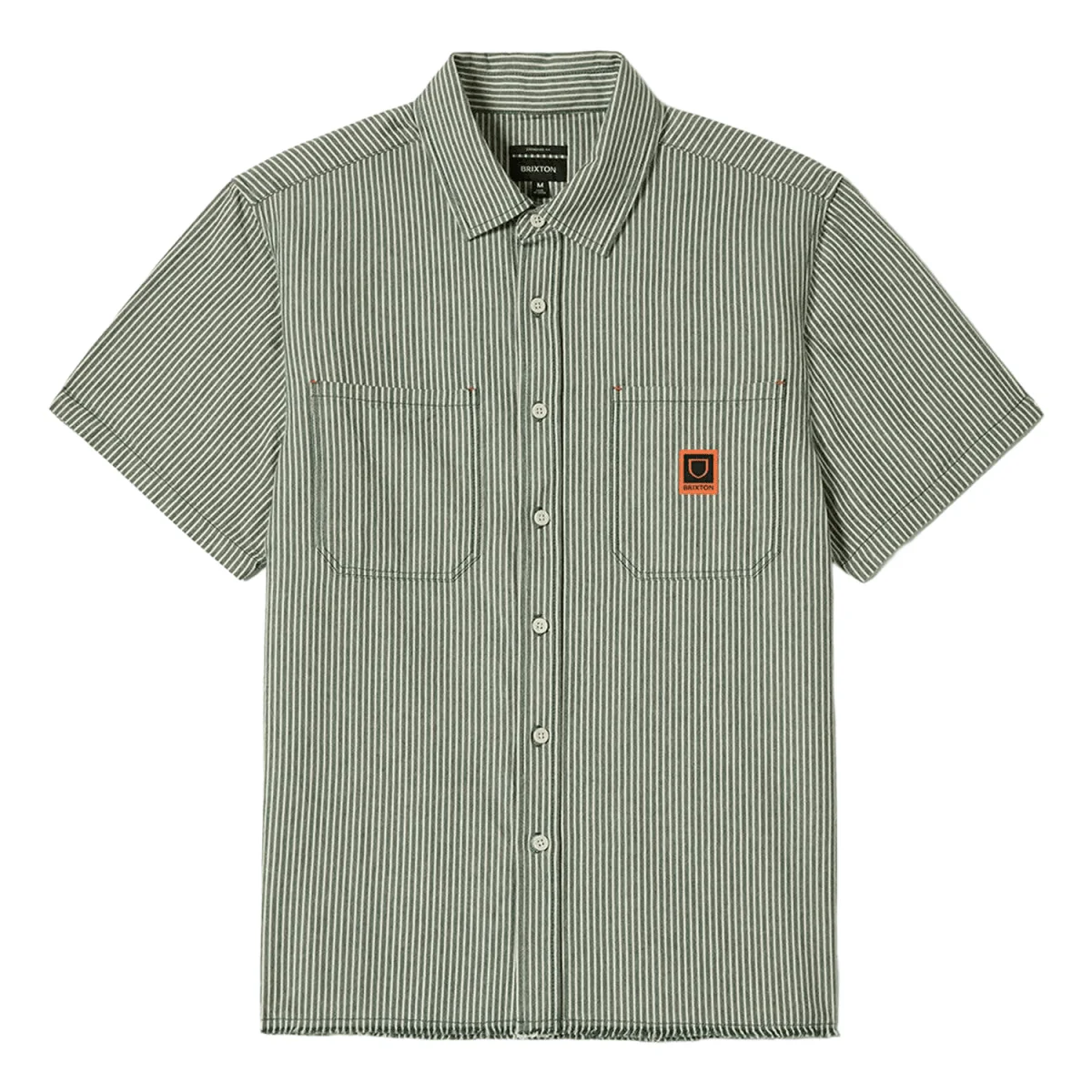 Brixton Men's Assembly Woven S/S Shirt Pine Needle/White Cap - Image 3