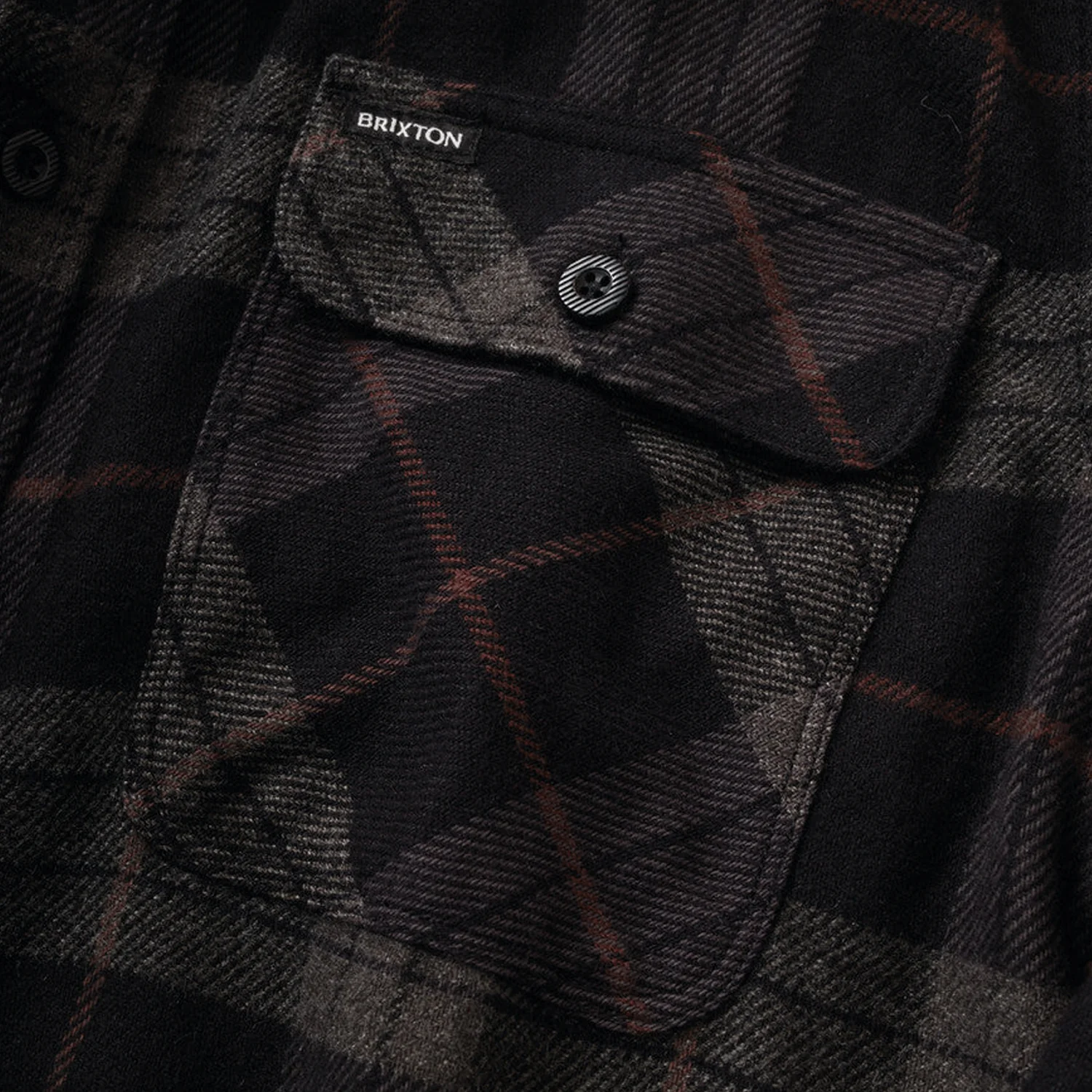Brixton Men's Bowery Flannel Black/Charcoal - Image 2