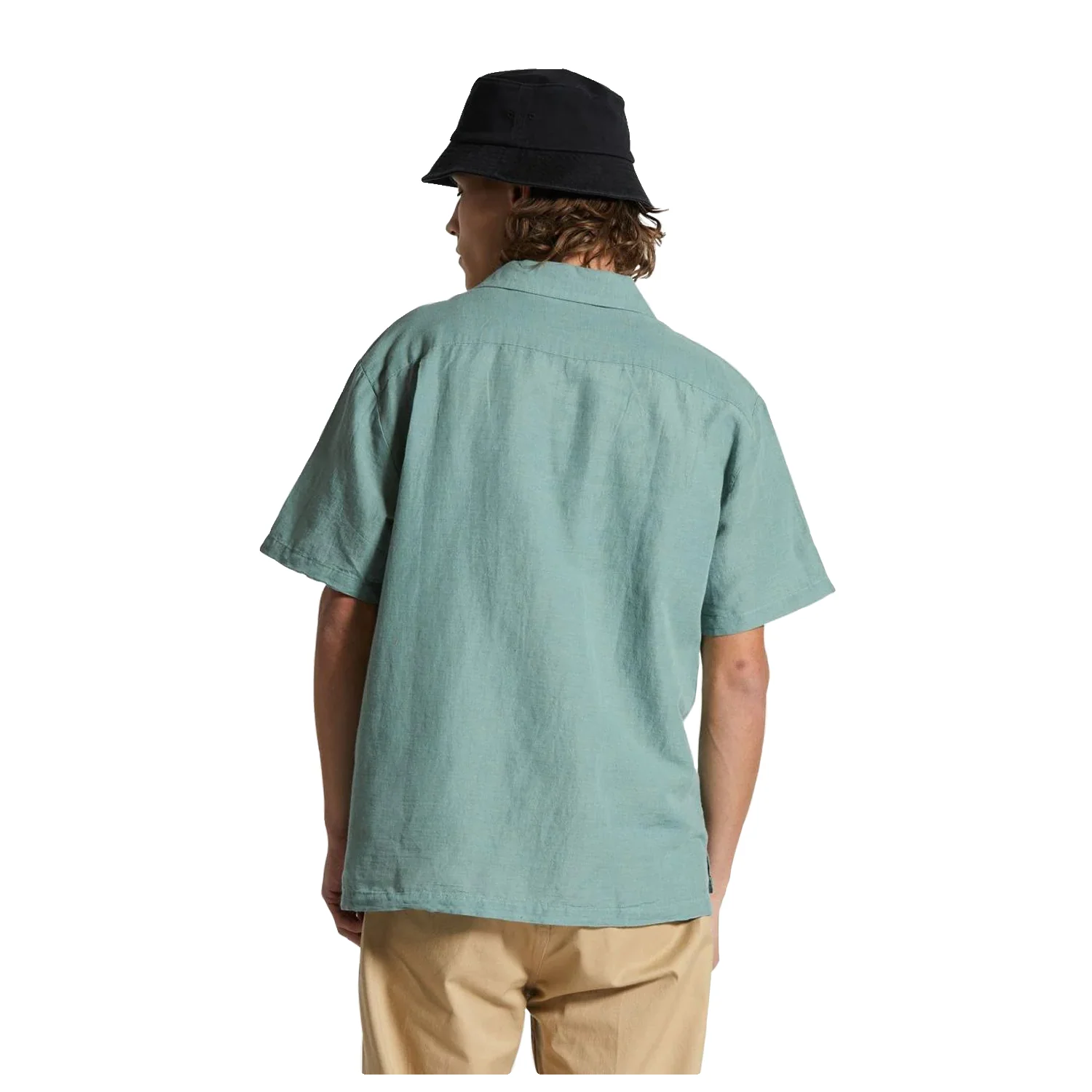 Brixton Men's Bunker Linen Blend S/S Shirt Chinois Green - Image 3