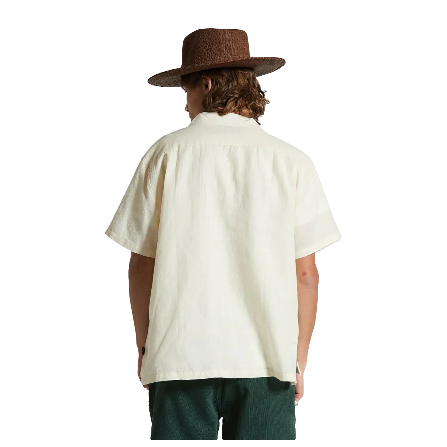 Brixton Men's Bunker Linen Blend S/S Shirt Whitecap - Image 3