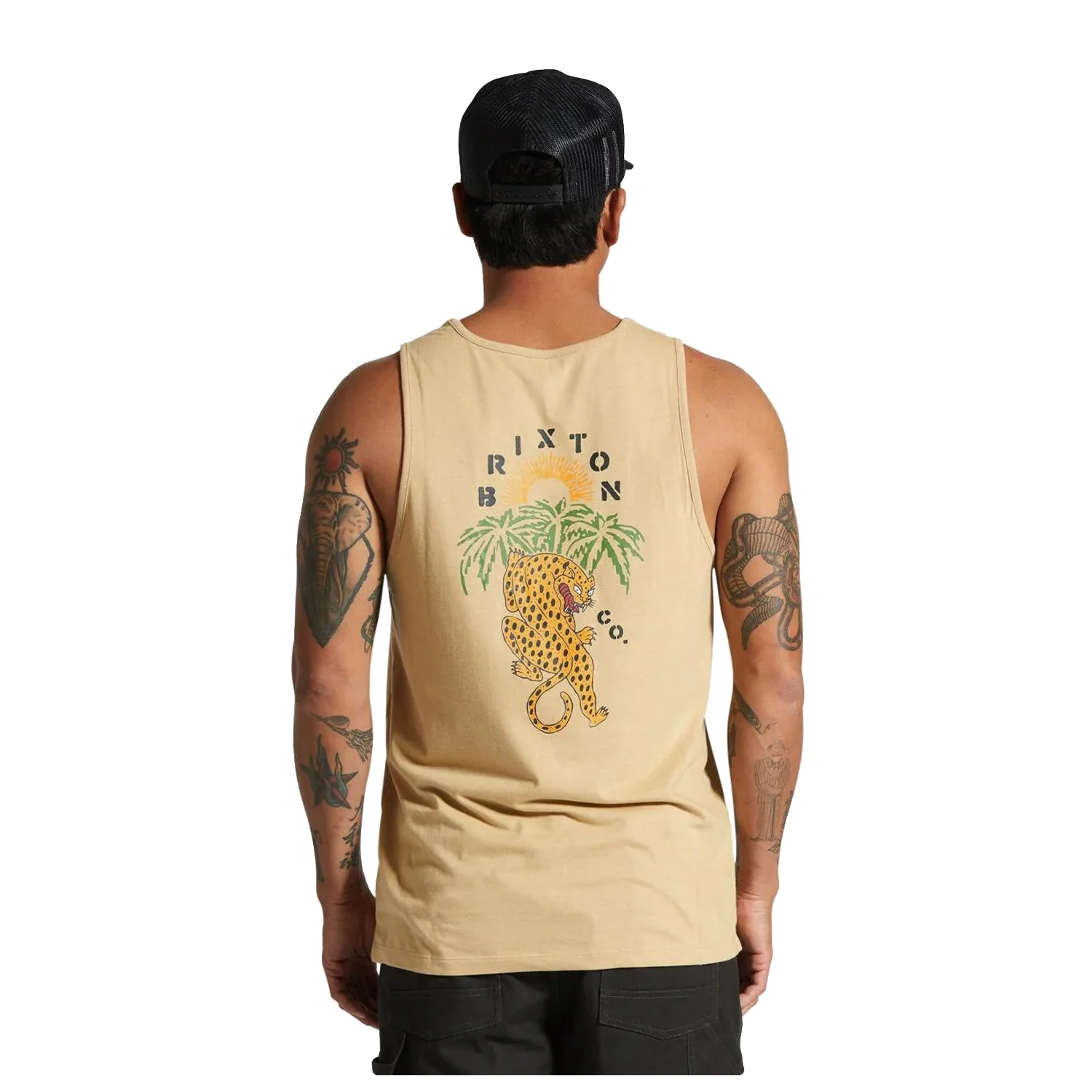 Brixton Men's Palm Jaguar Tank Top Oak Milk - Image 4