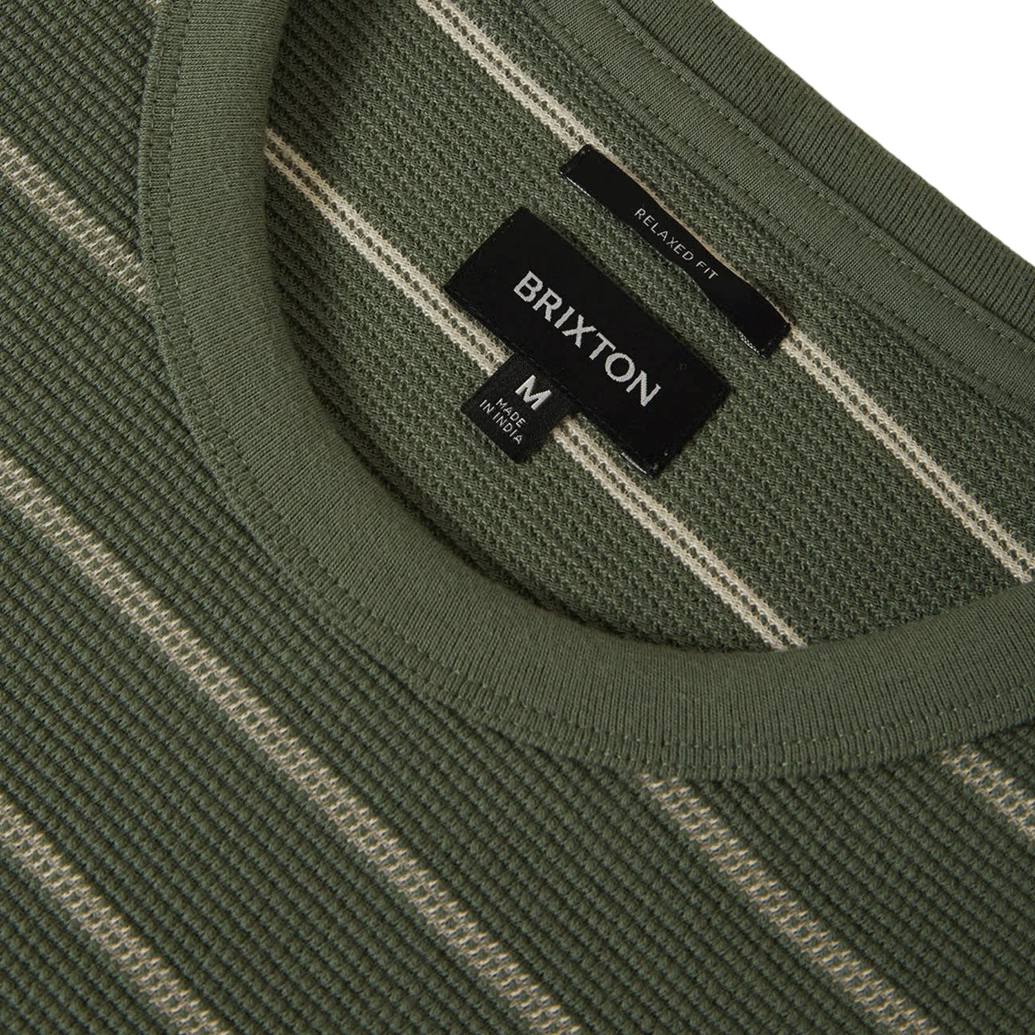 Brixton Men's Shield Pique Boxy Knit T Shirt Dark Olive/Whitecap - Image 4