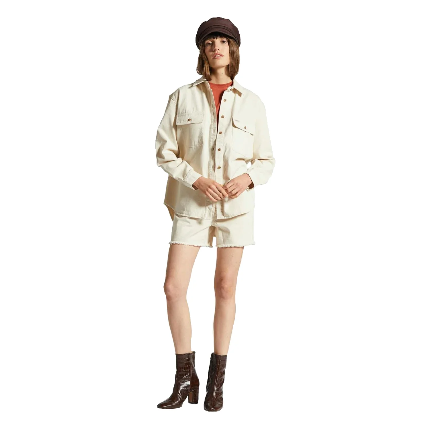 Brixton Women's Bowery Boyfriend Overshirt Natural - Image 2