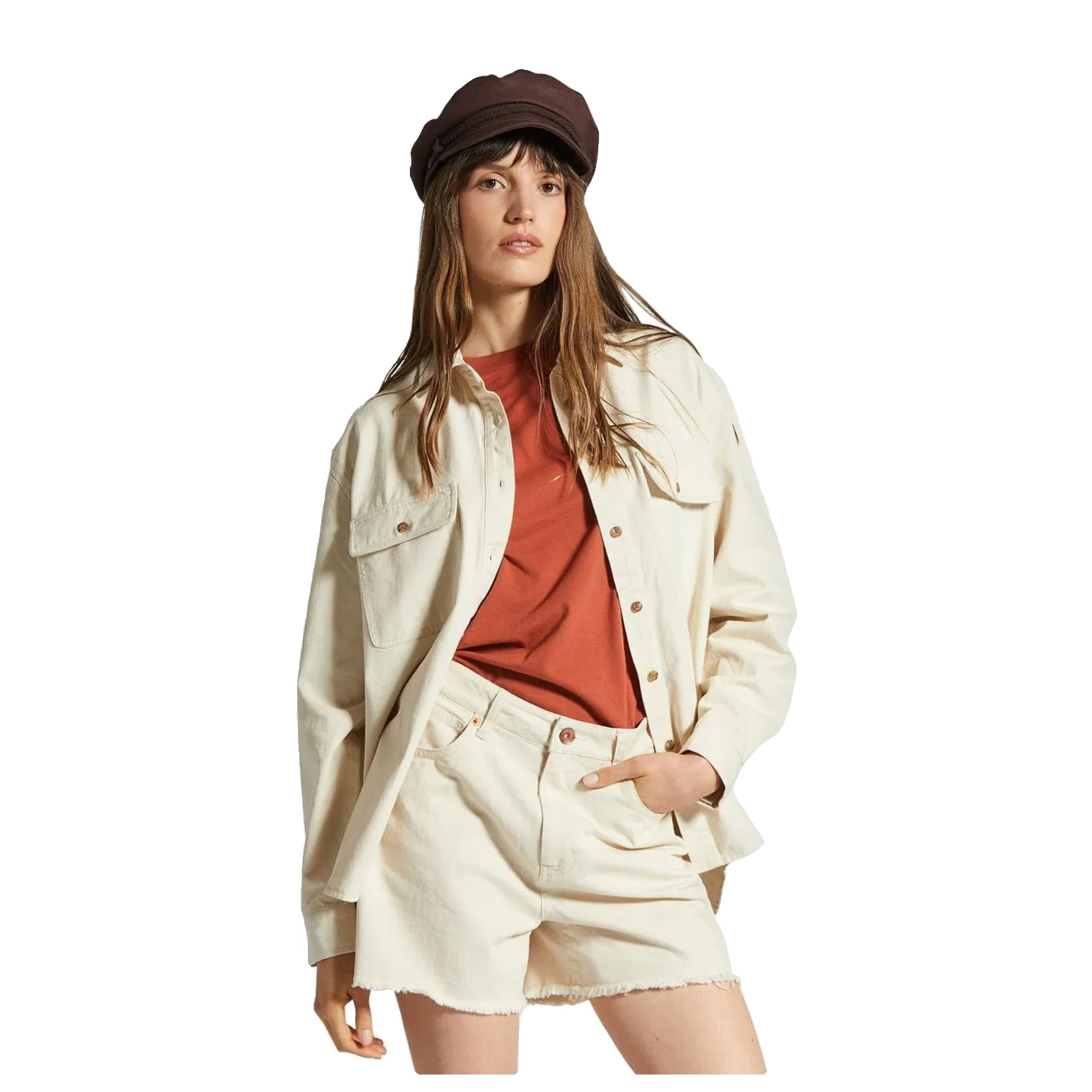 Brixton Women's Bowery Boyfriend Overshirt Natural - Image 3