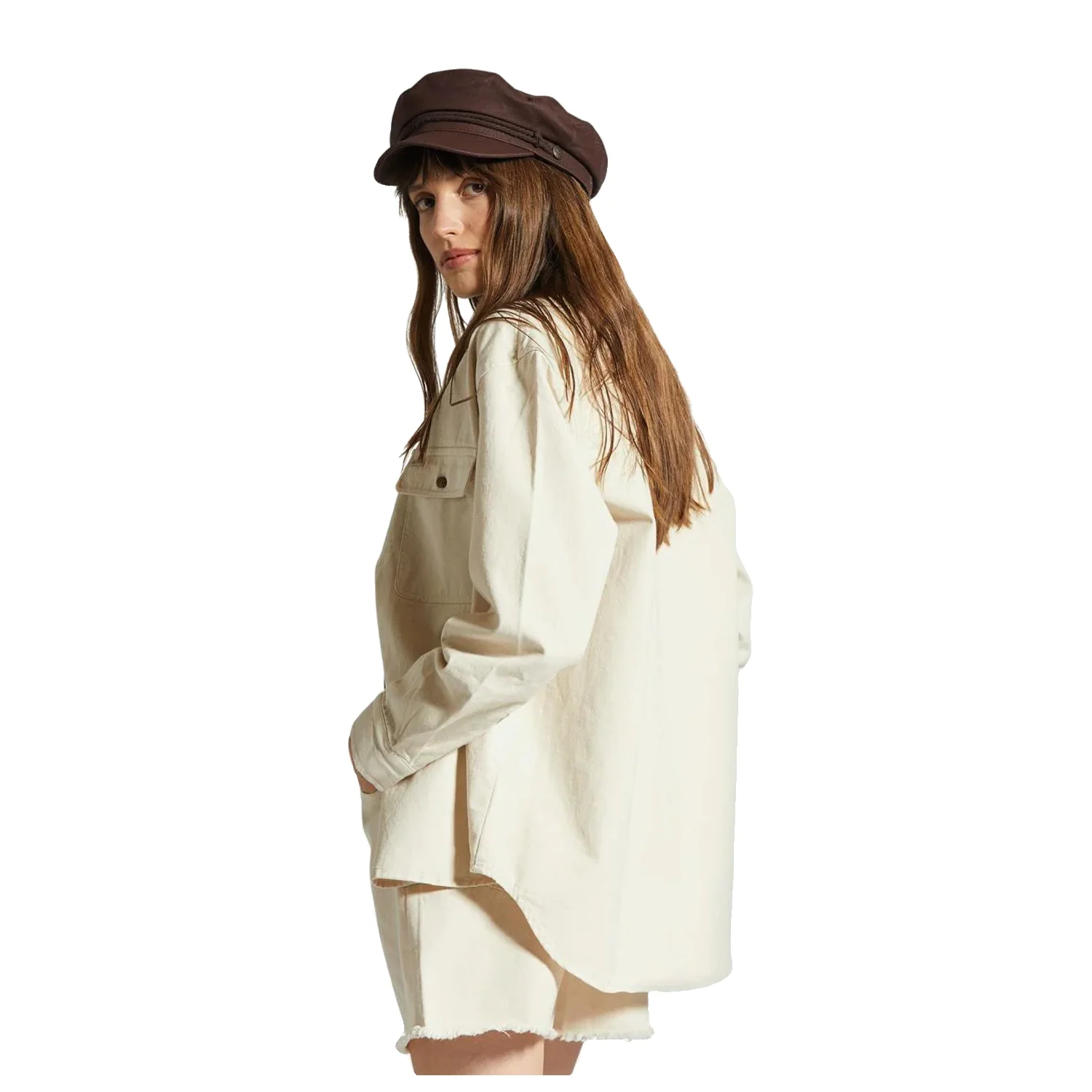 Brixton Women's Bowery Boyfriend Overshirt Natural - Image 5