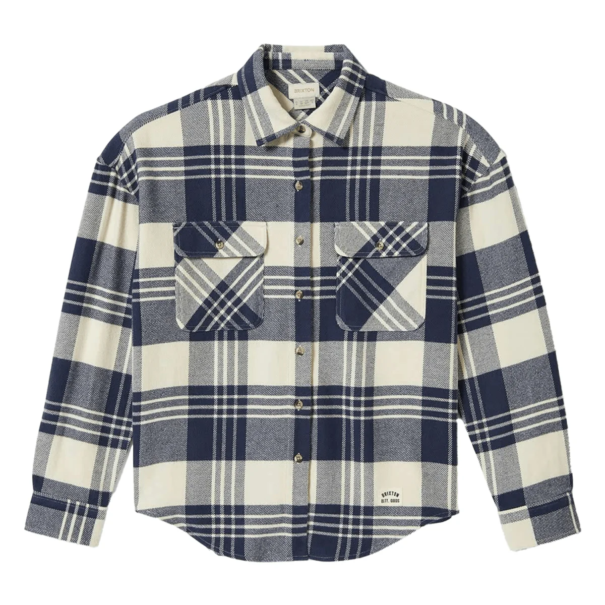 Brixton Women's Bowery Classic Flannel Azure Blue/Whitecap Plaid - Image 2