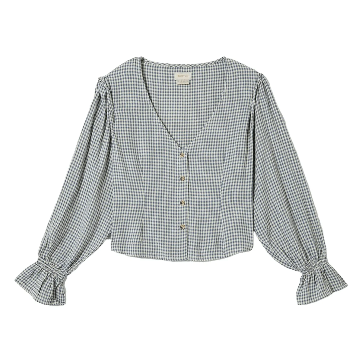 Brixton Women's The Meadow Blouse Azure Blue Gingham - Image 2