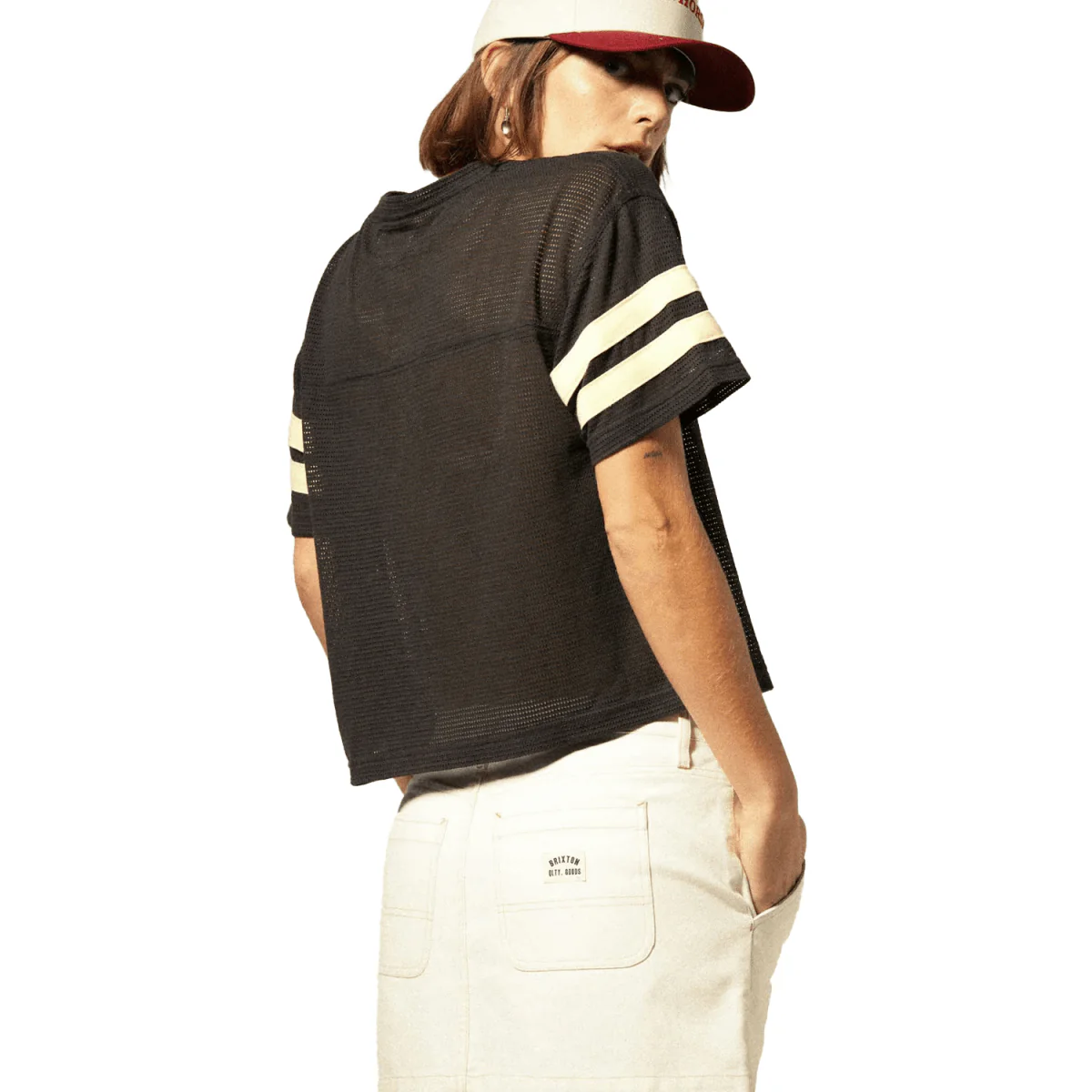 Brixton Women's Varsity Football Mesh T-Shirt Washed Black - Image 2