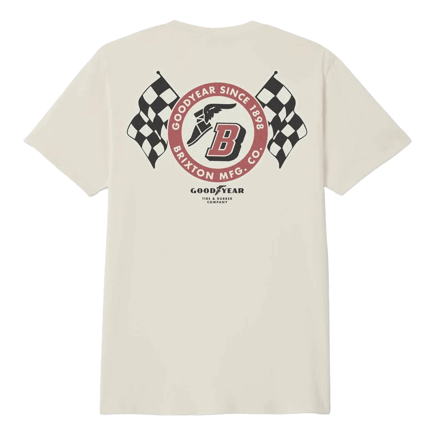 Brixton x Goodyear Men's Speedway Standard T Shirt Cream - Image 2