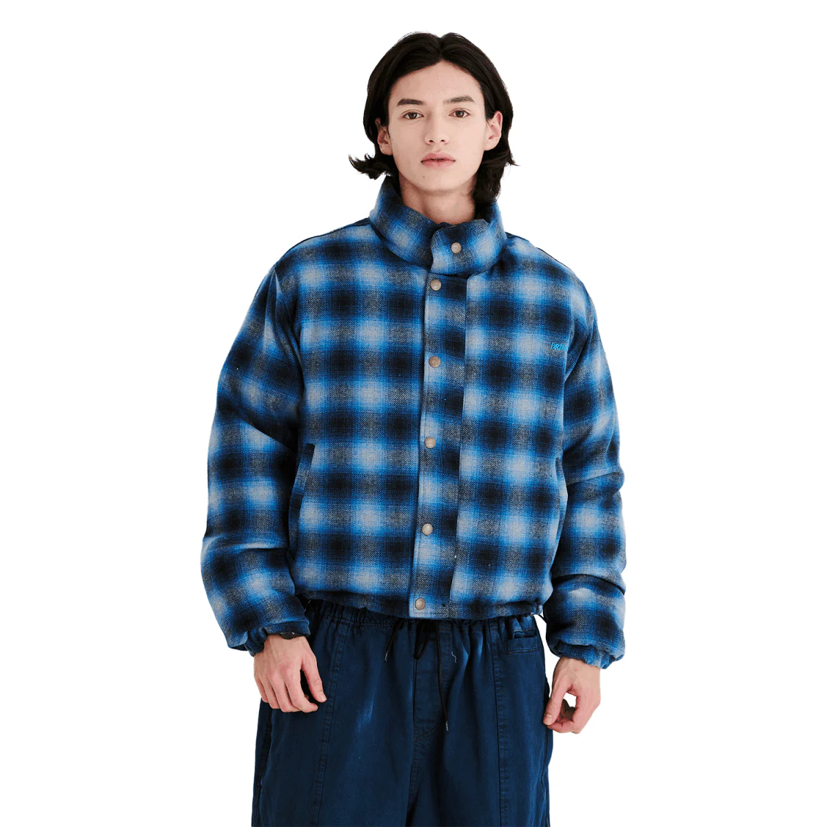 Bsrabbit DSXBS Reversible Short Down Padding Jumper 2025 Blue Check/Navy - Image 2