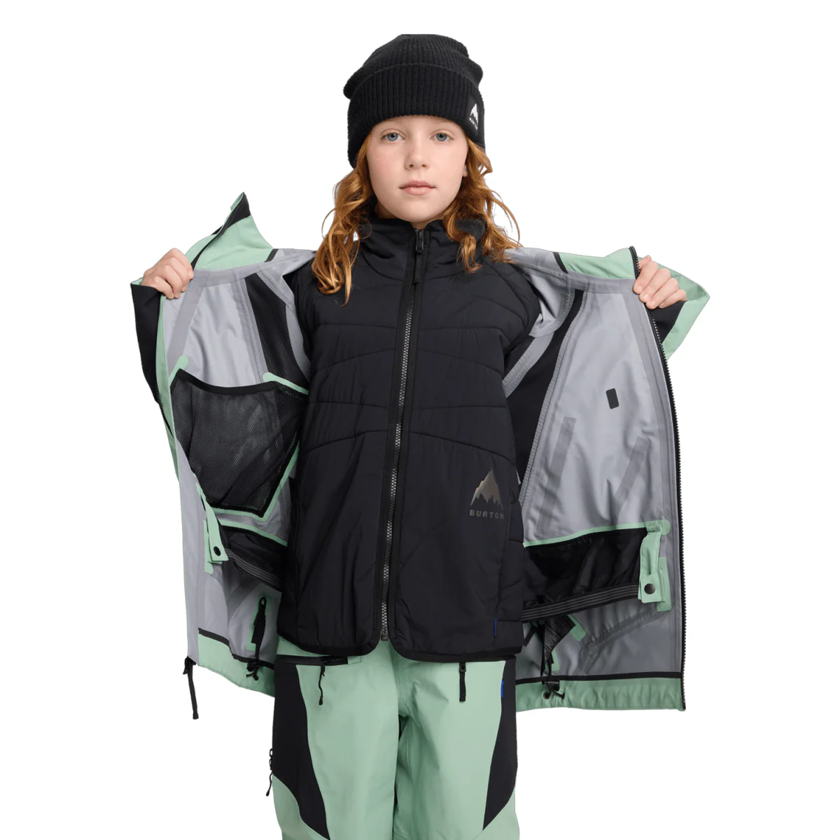 Burton Kids Outbeam 3L Jacket System 2026 Soft Sage/True Black - Image 3