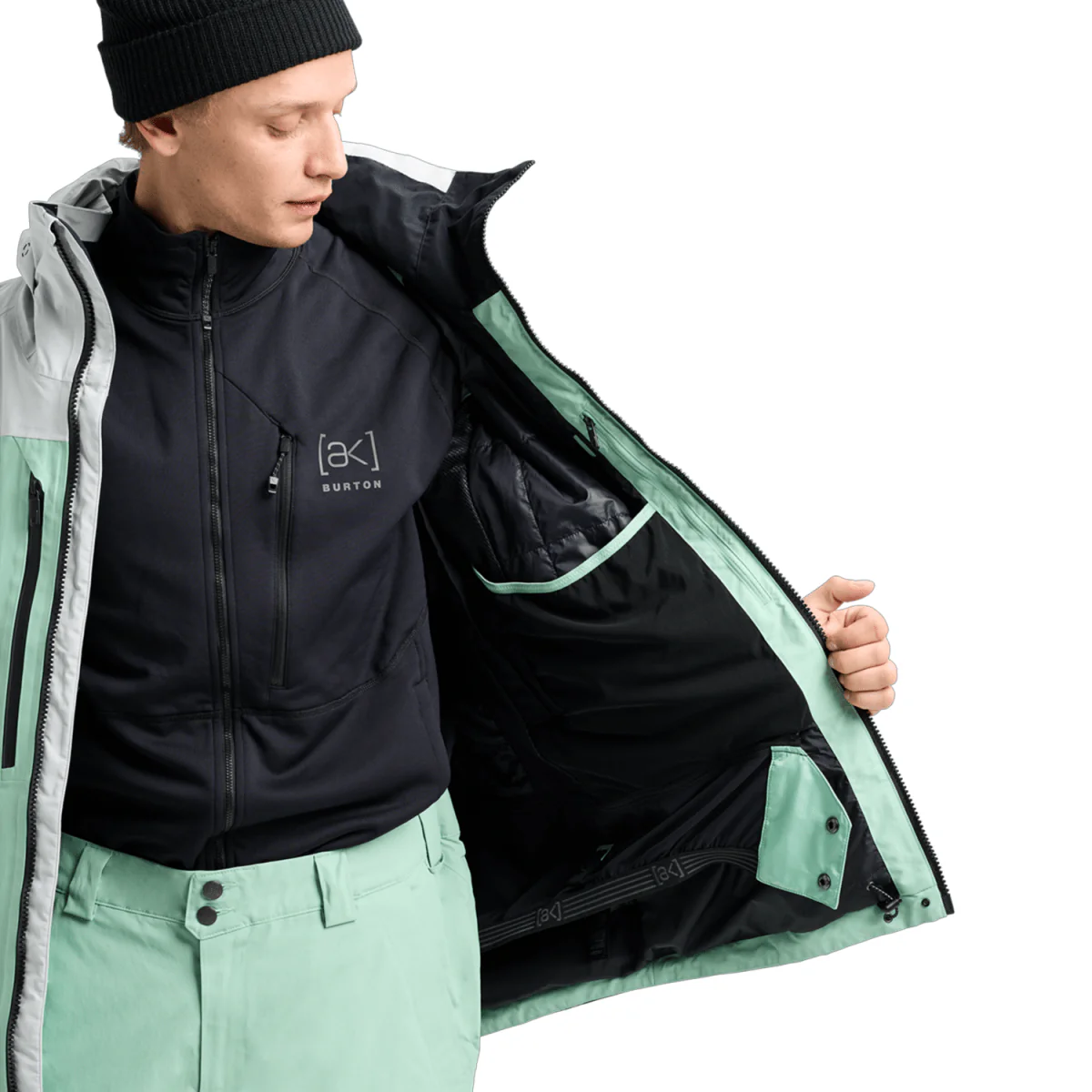 Burton Men's [ak] Swash Gore‑Tex 2L Jacket 2026 Gray Cloud/Soft Sage/True Black - Image 4