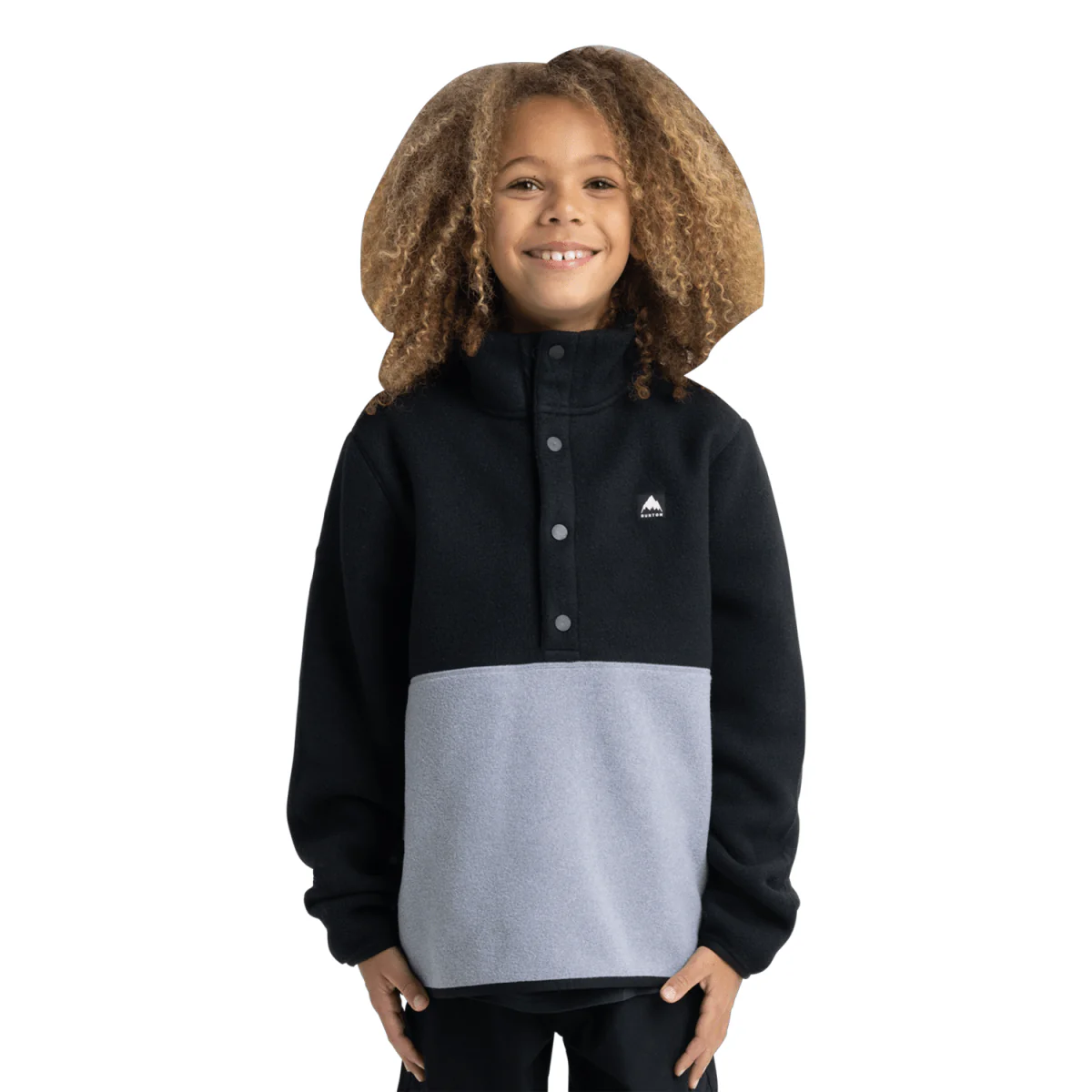 Burton Kids Cinder Fleece Anorak 2027 True Black/Gray Heather - Image 3