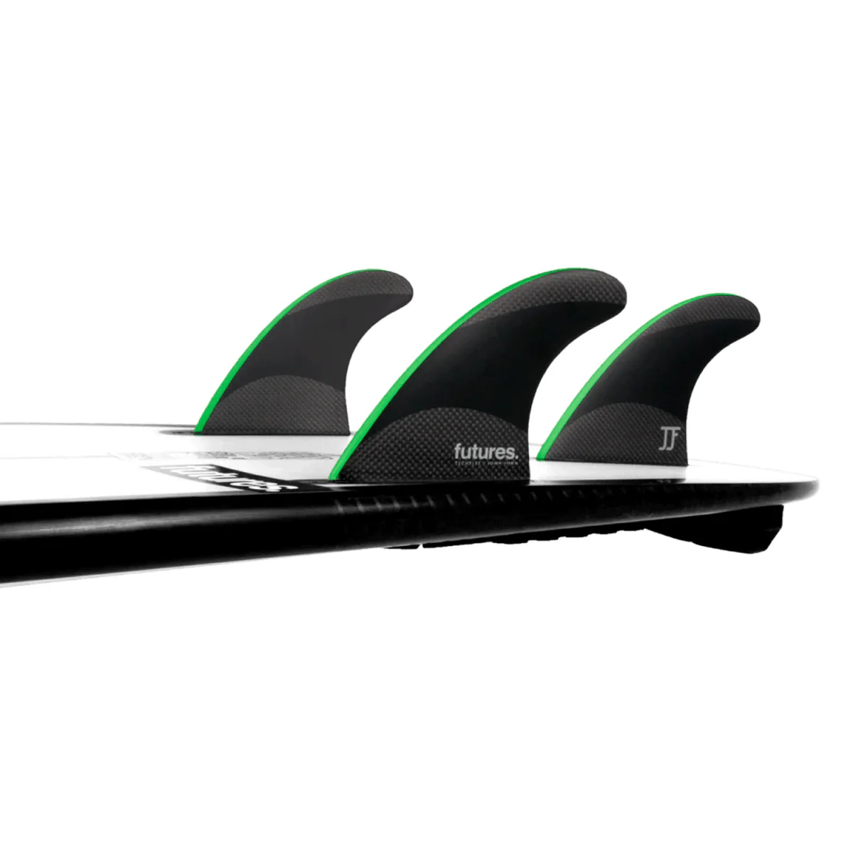 Futures Thruster JJ-2 Techflex Surf Fins Black/Neon Green Medium - Image 2