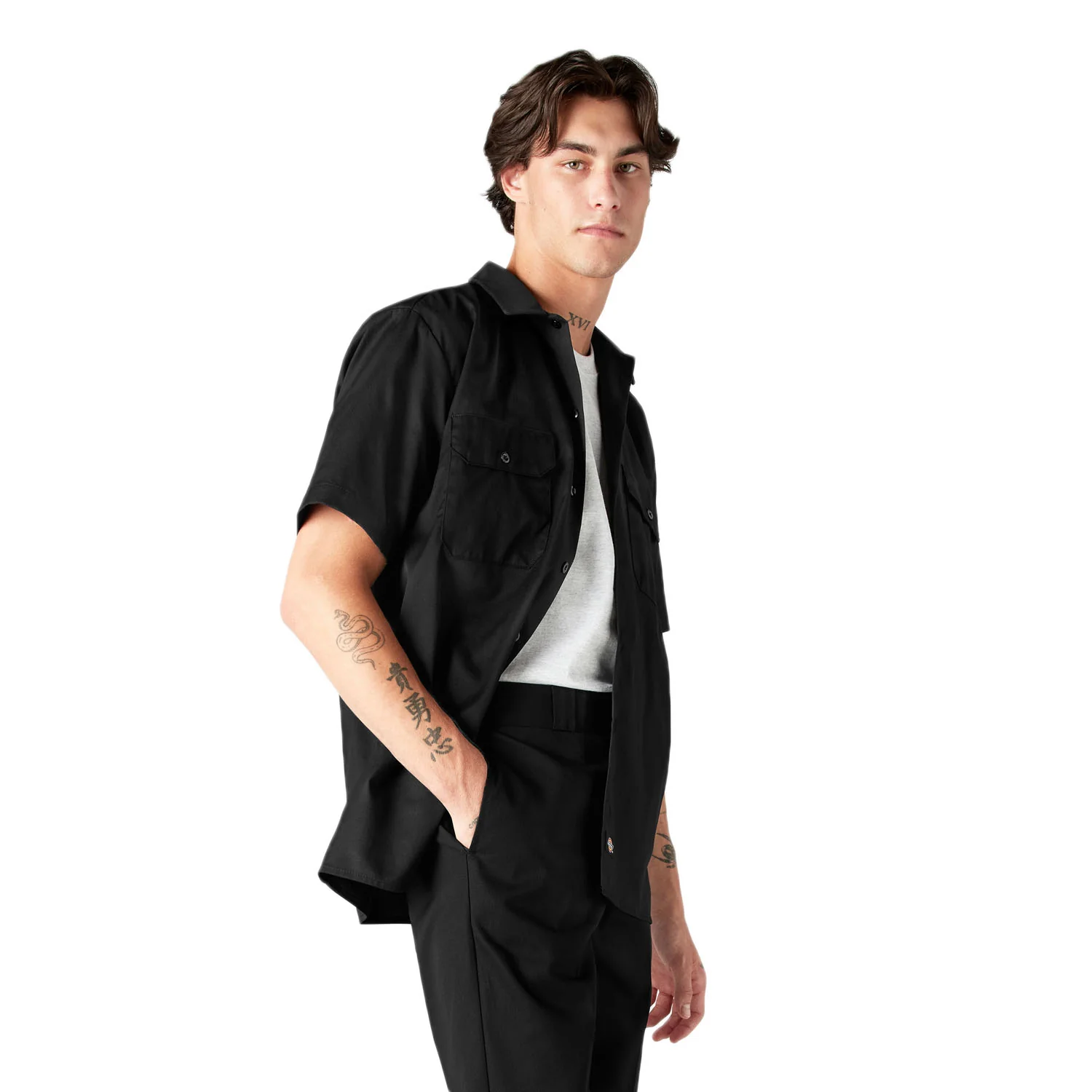 Dickies Men's S/S Work Shirt Black - Image 3