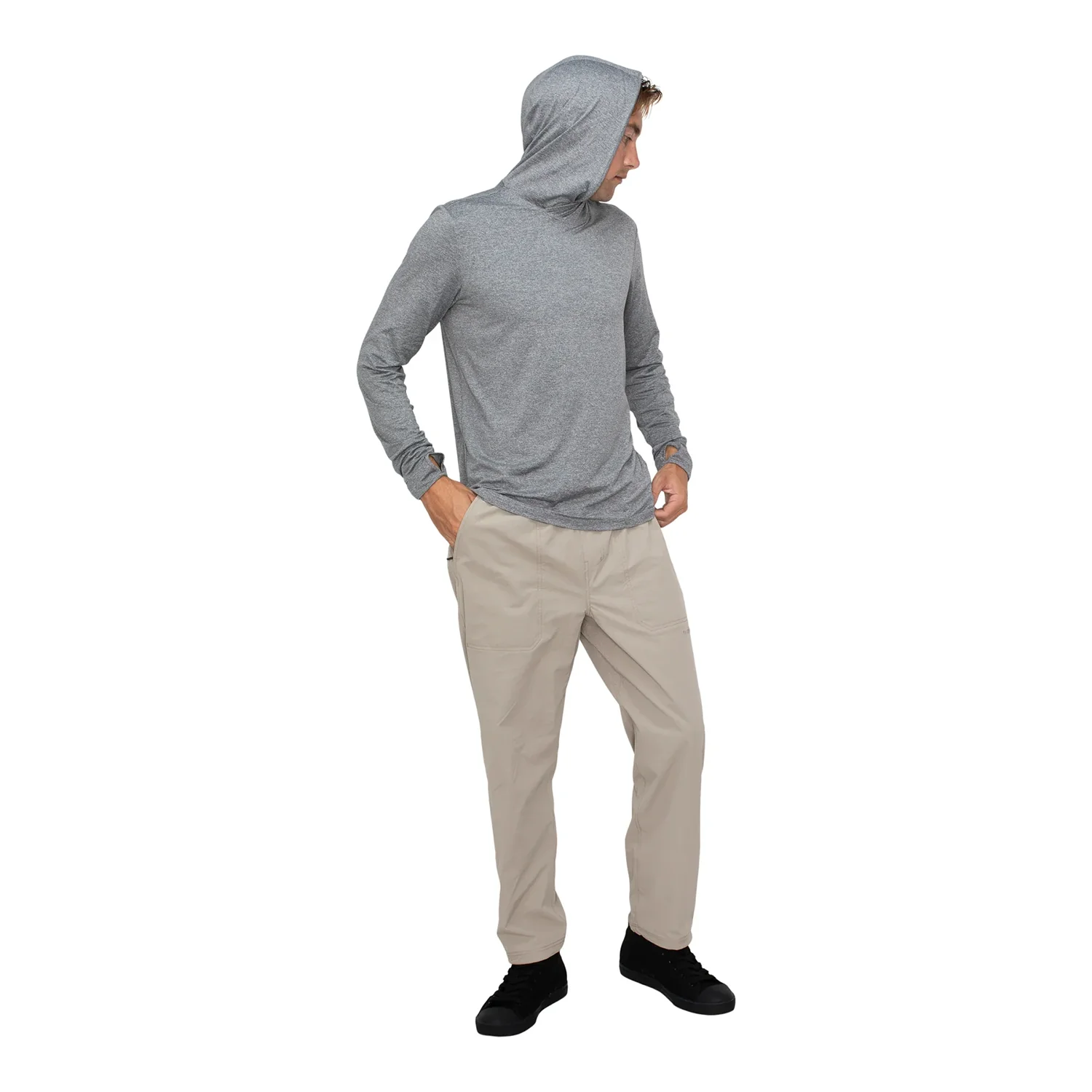 Florence Marine X Men's Adapt L/S Hooded UPF Shirt Light Heather Grey - Image 3