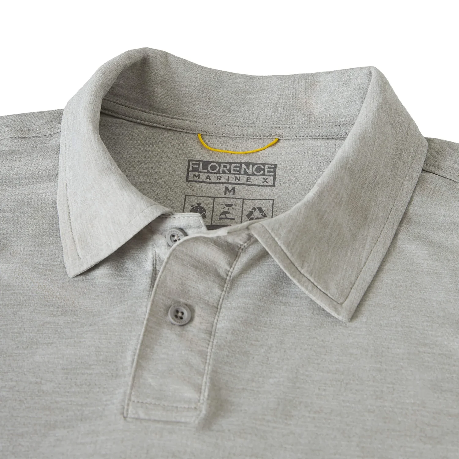 Florence Marine X Men's Airtex Collared S/S Shirt Light Heather Grey - Image 3