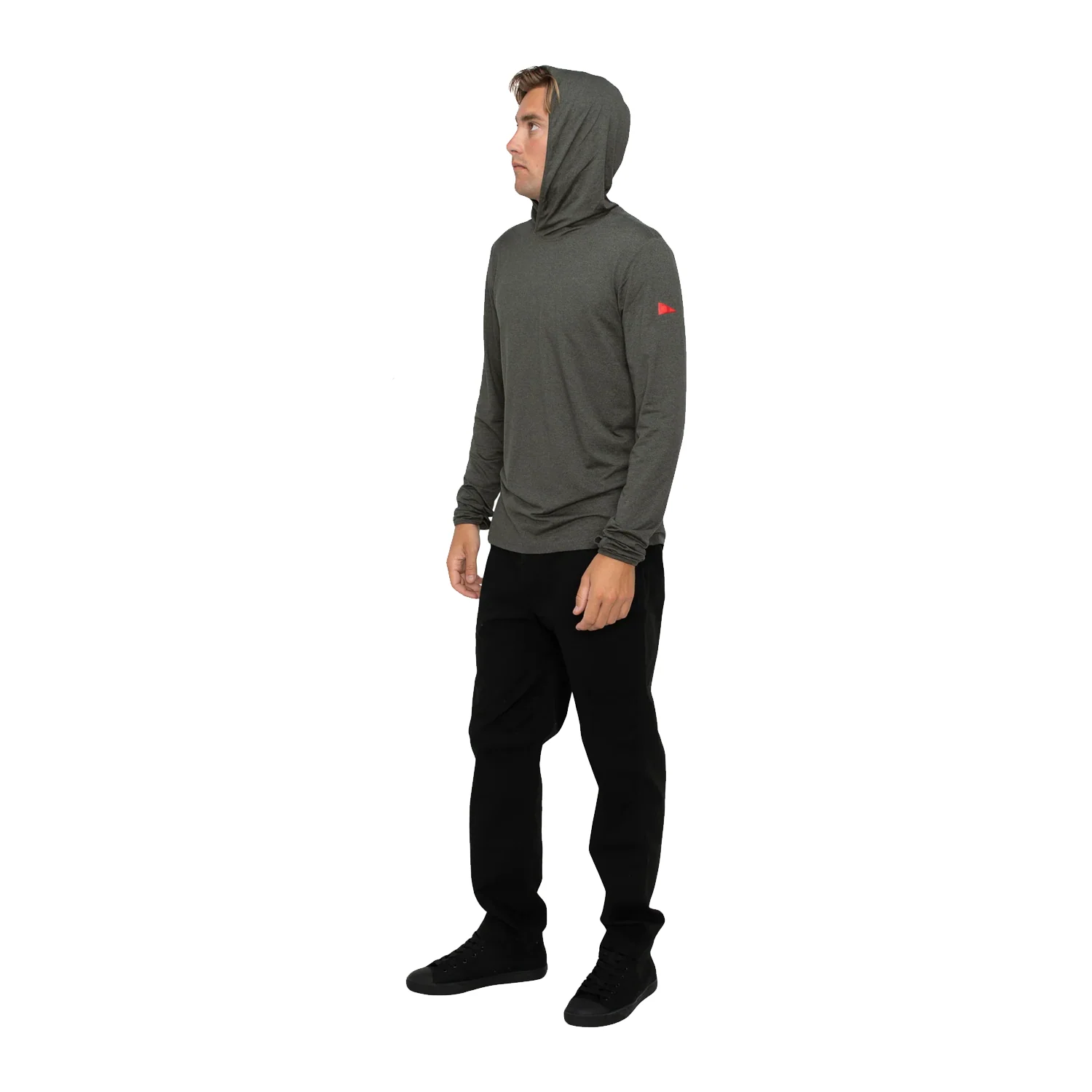 Florence Marine X Men's Sun Pro Adapt Long Sleeve Hooded UPF Shirt Heather Thyme - Image 3