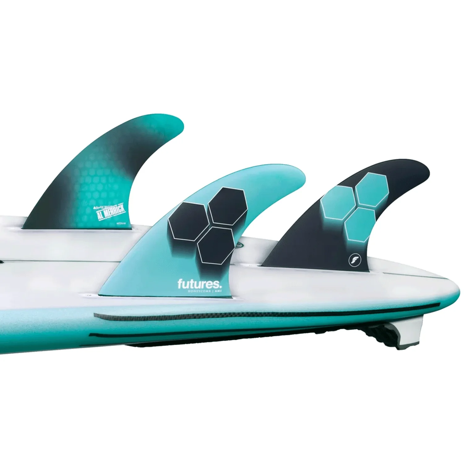 Futures Thruster AM1 Honeycomb Surf Fins Teal/Navy Medium - Image 3
