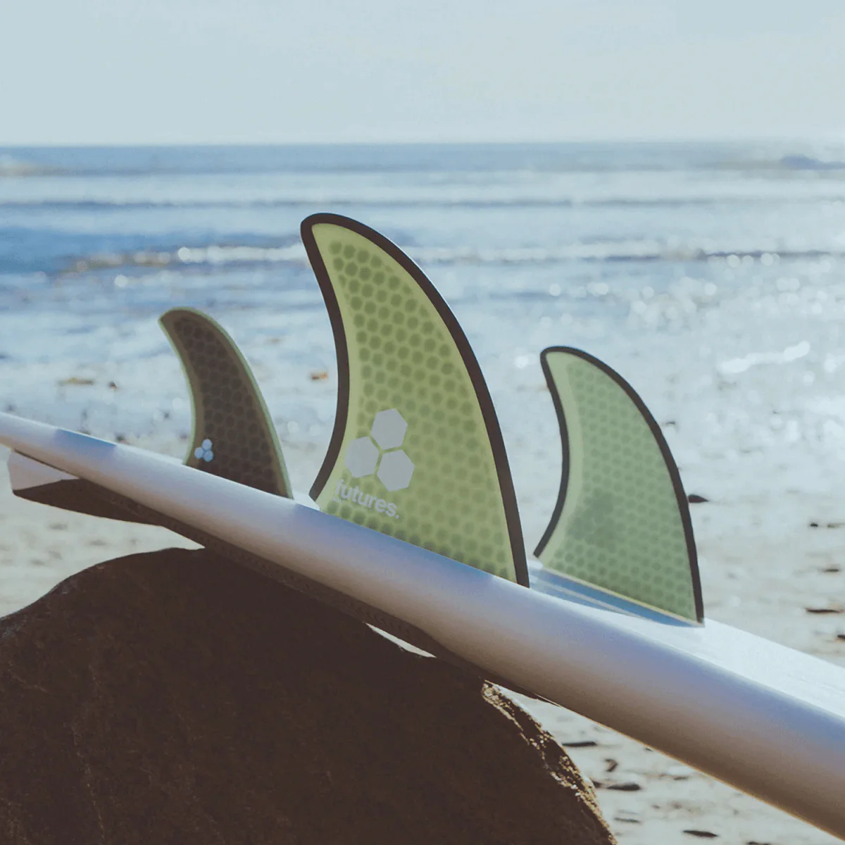 Futures Twin + 1 FAMT Honeycomb Surf Fins Green/Gray - Image 2