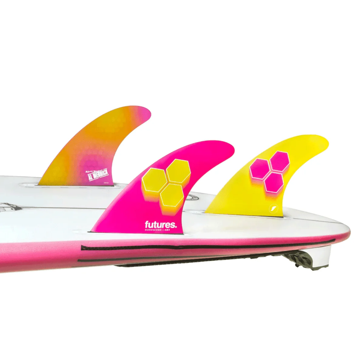 Futures Thruster AM3 Honeycomb Surf Fins Pink/Yellow Small - Image 3