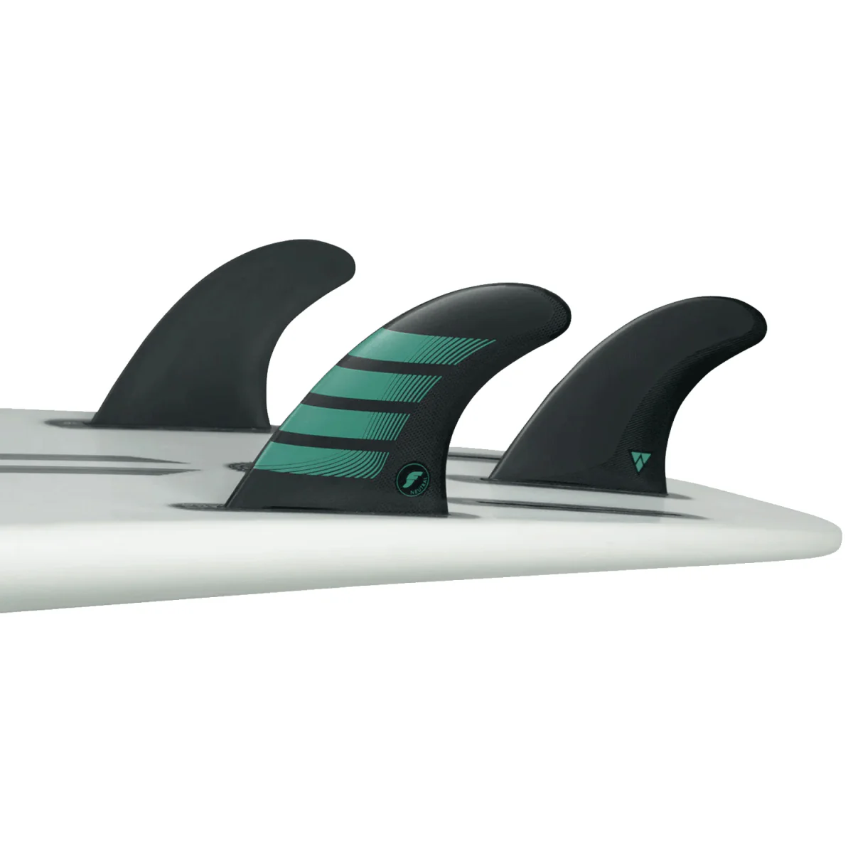 Futures F6 Thruster Alpha Carbon/Teal Surf Fins Medium - Image 2
