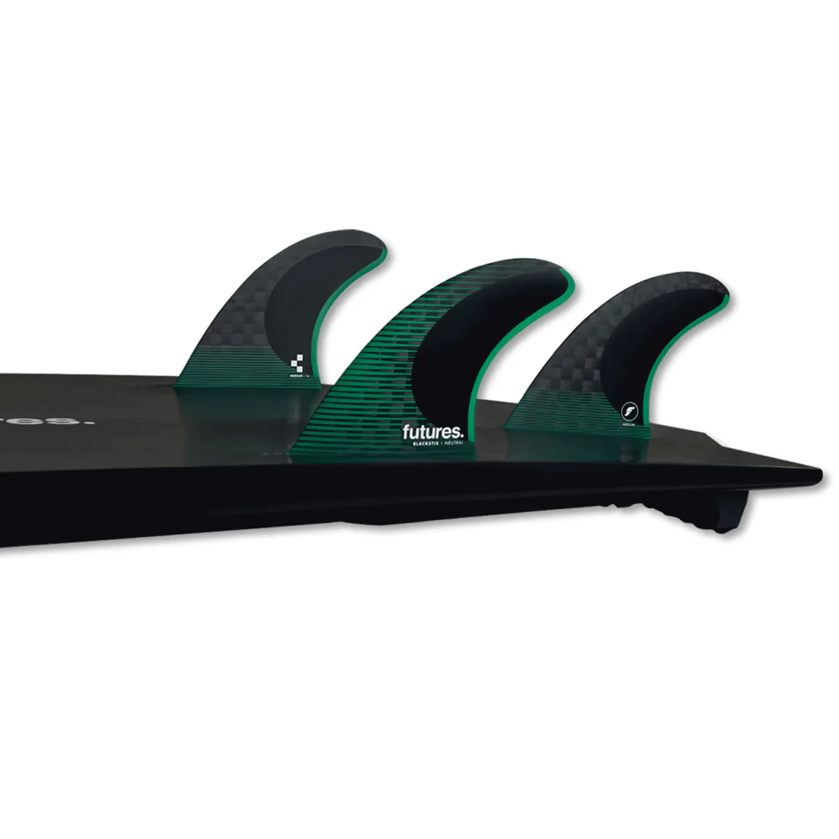 Futures Thruster F6 Blackstix Surf Fins Green Medium - Image 2