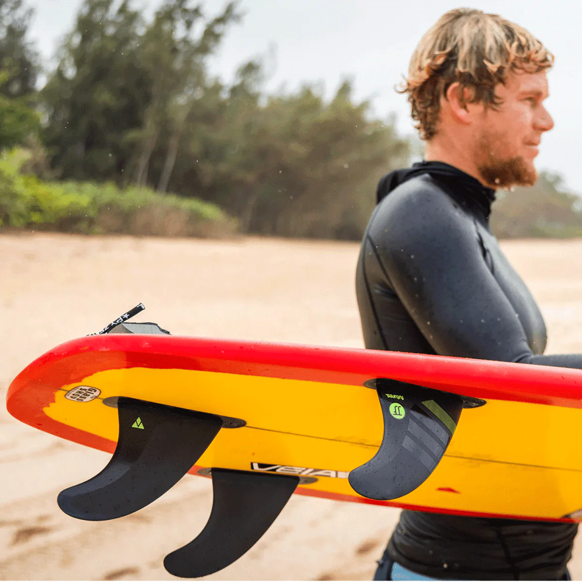 Futures Thruster JJ-2 Alpha Surf Fins Carbon/Green Medium - Image 3