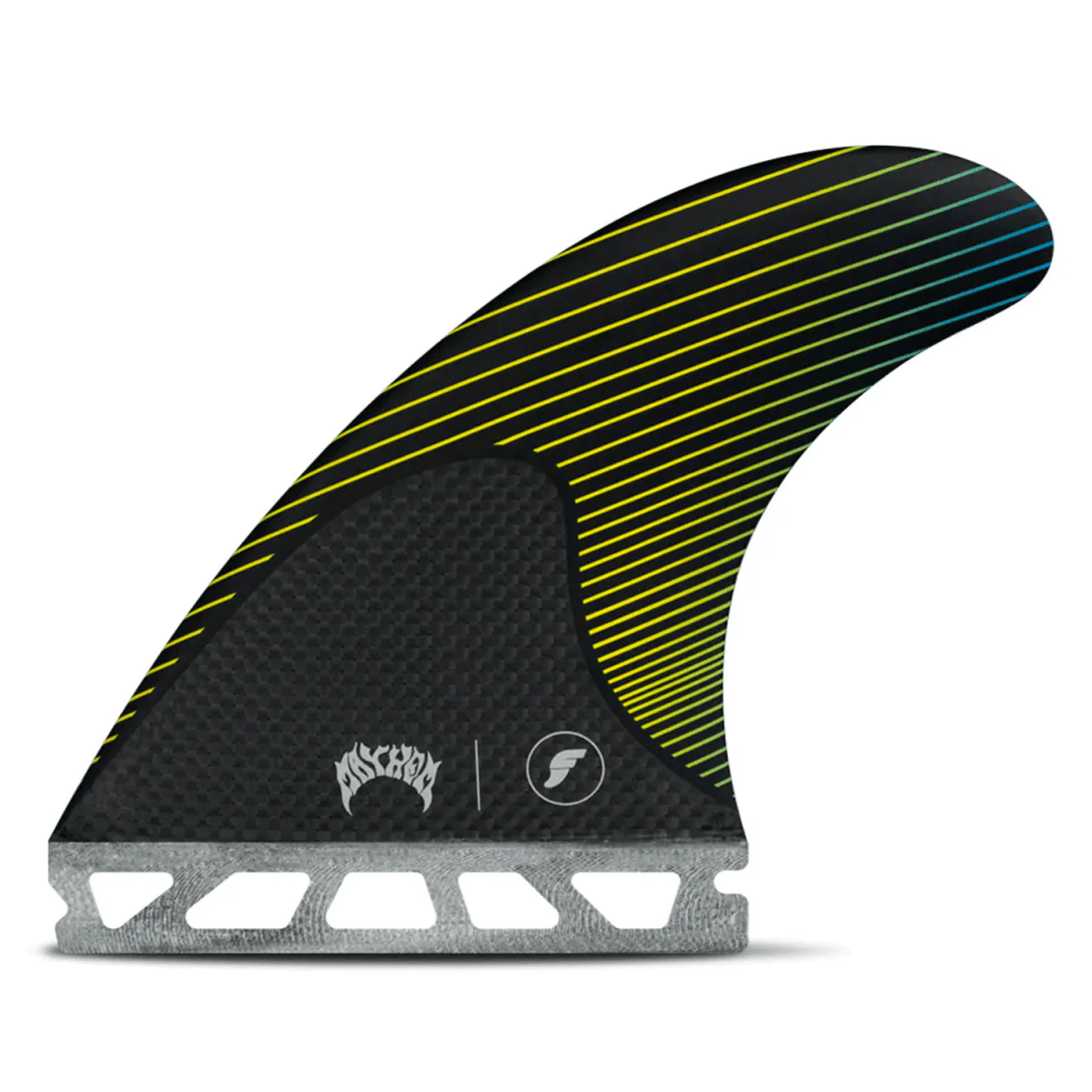 Futures Mayhem Thruster Honeycomb/Carbon Yellow/Blue Surf Fins Medium - Image 3