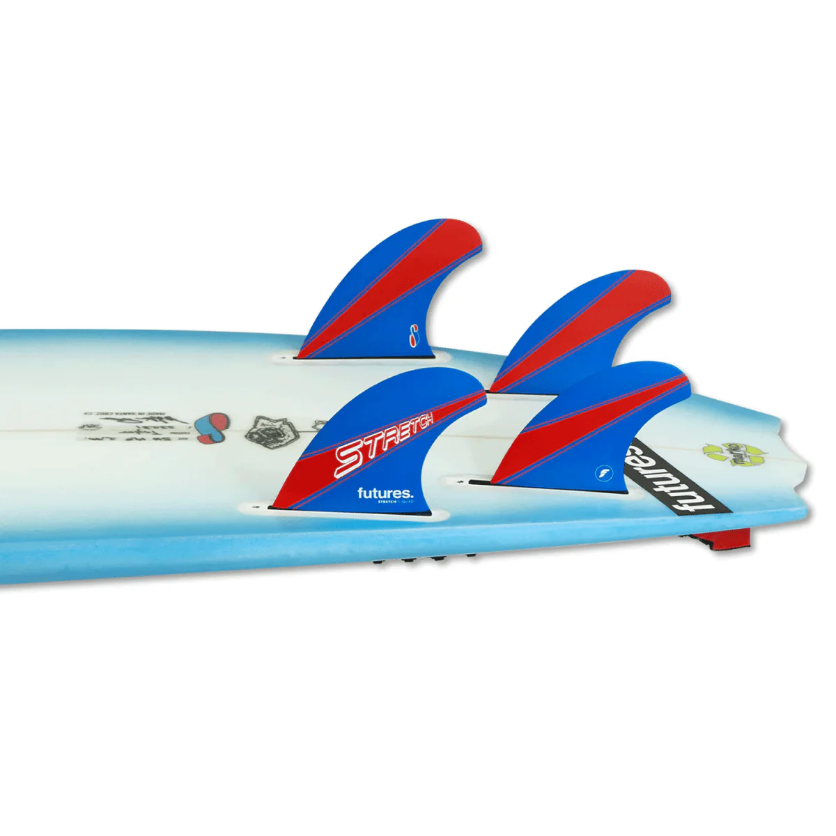 Futures Quad Stretch Honeycomb Surf Fins Blue/Red Medium - Image 2