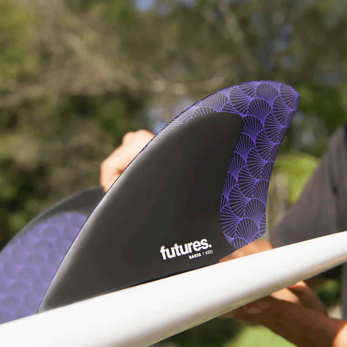 Futures Twin Keels Rasta Keel Honeycomb Surf Fins Black/Purple - Image 2