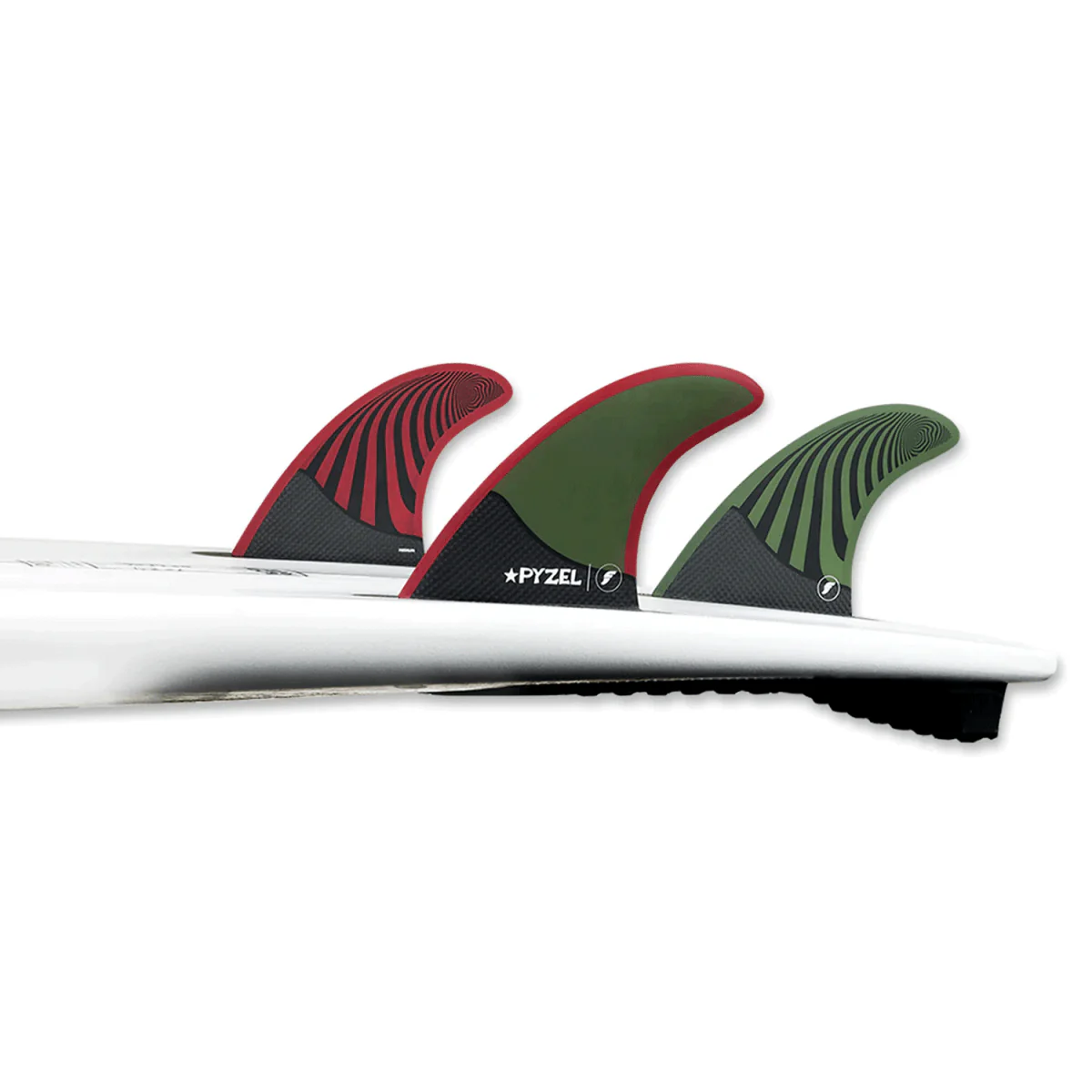 Futures Thruster Pyzel Honeycomb/Carbon Surf Fins Green/Red Medium - Image 3
